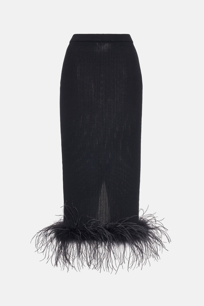 WOOL BLEND KNITTED SKIRT WITH FEATHERS 1