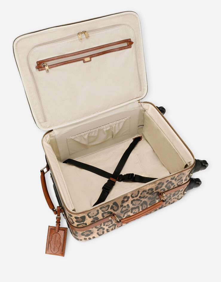 Small pet carrier bag in leopard-print Crespo with branded plate - 5