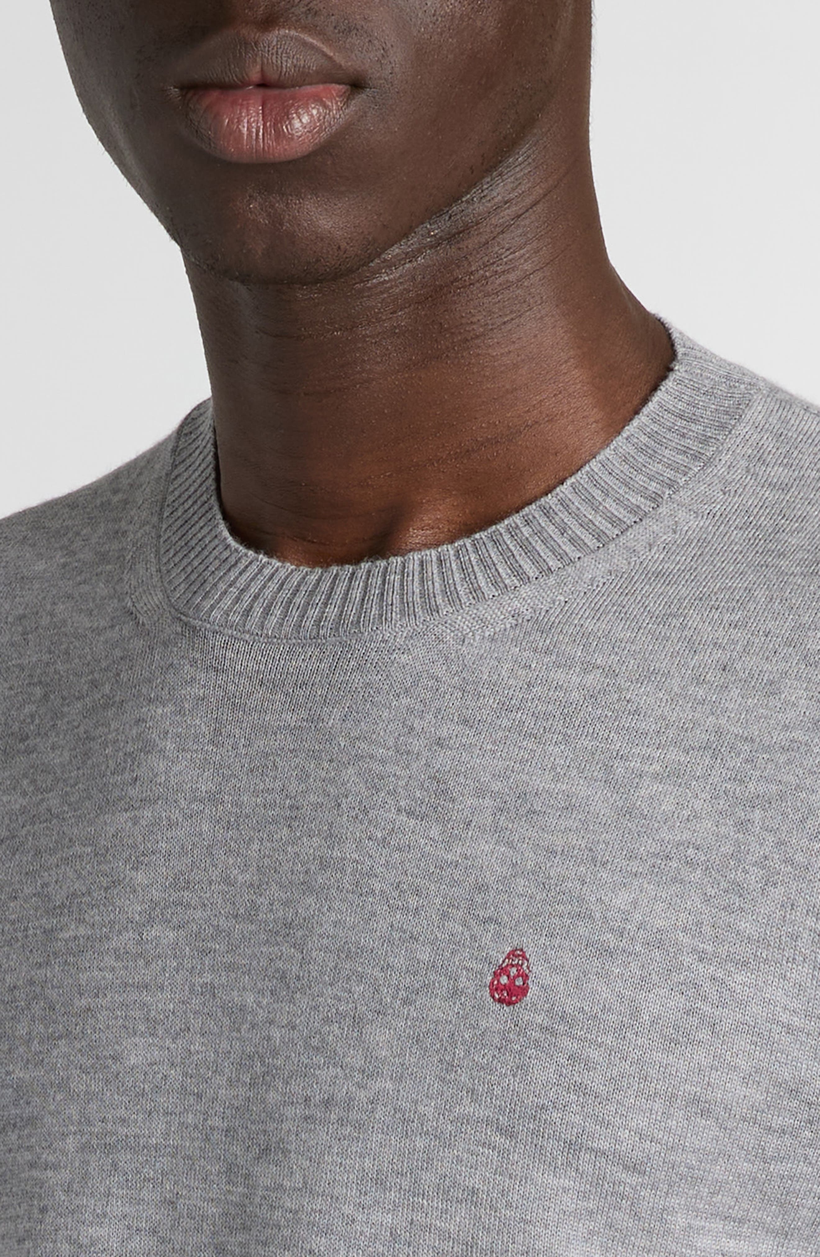 McQueen Wool Crewneck Sweater in Palegrey/Bordeaux at Nordstrom - 4