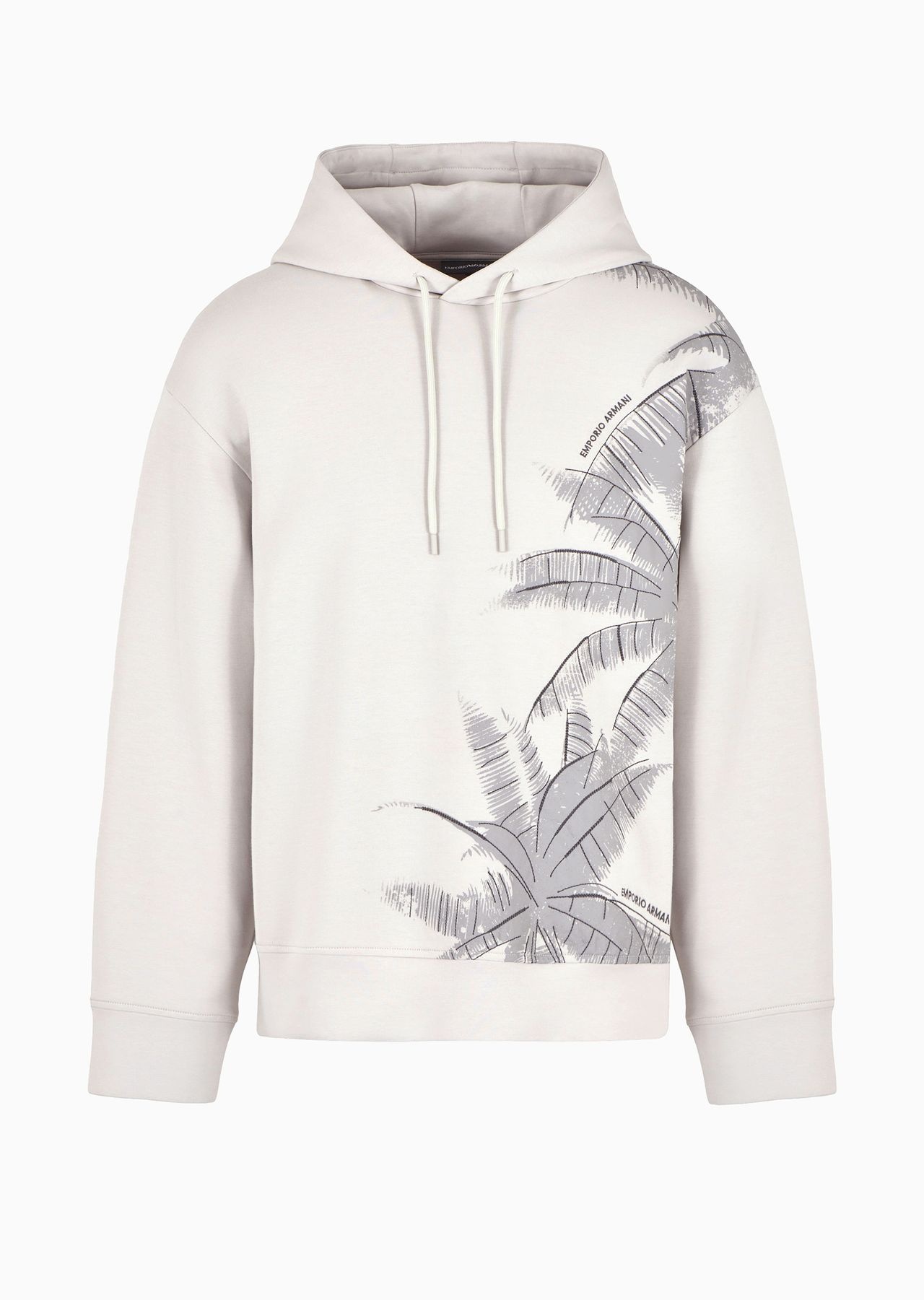 Double-jersey hooded sweatshirt with a palm-tree embroidery and print - 1