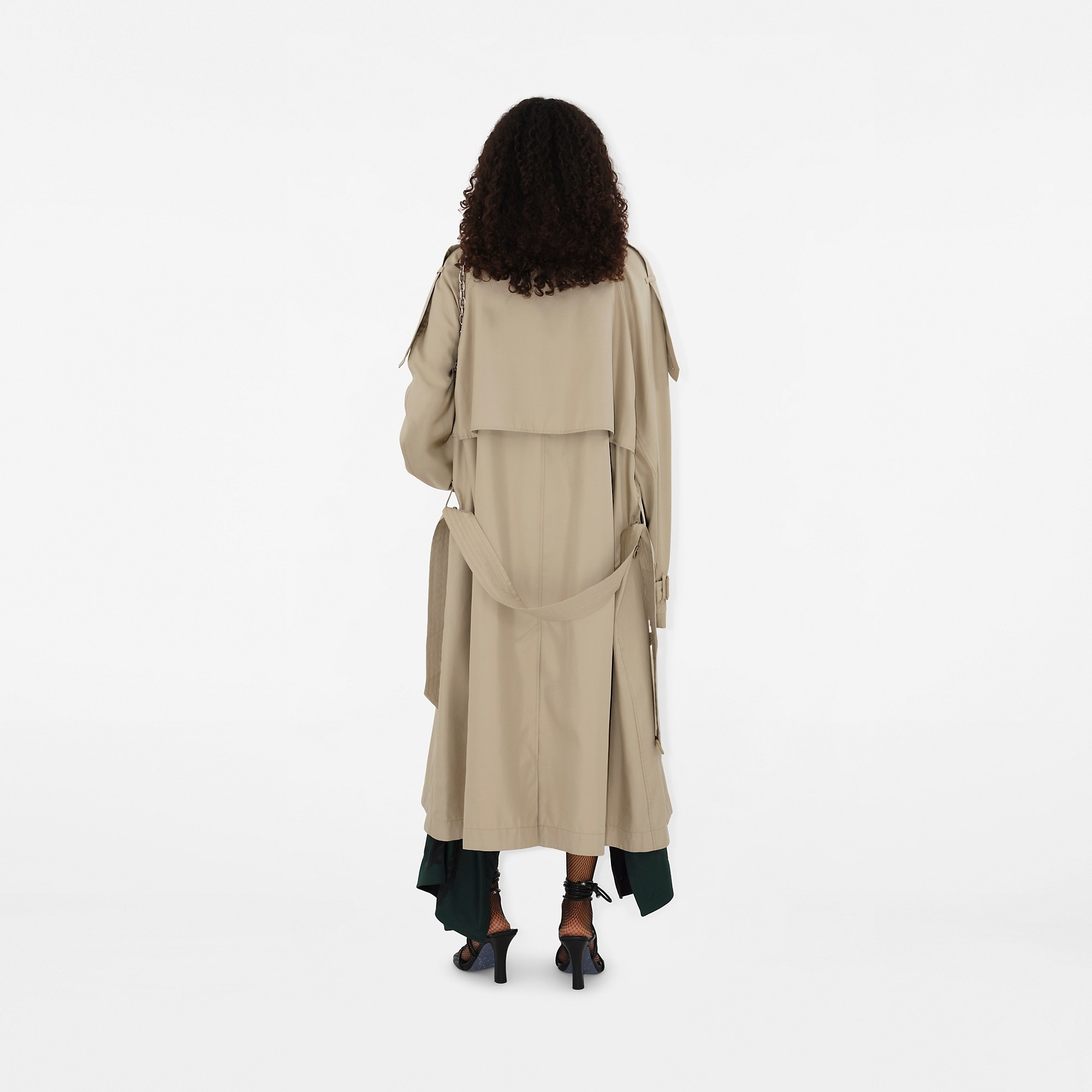 Long Silk Trench Coat - 4