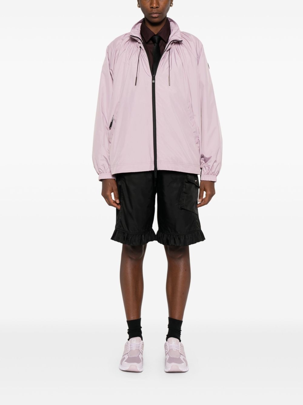 drawstring-neck puff-sleeve jacket - 2