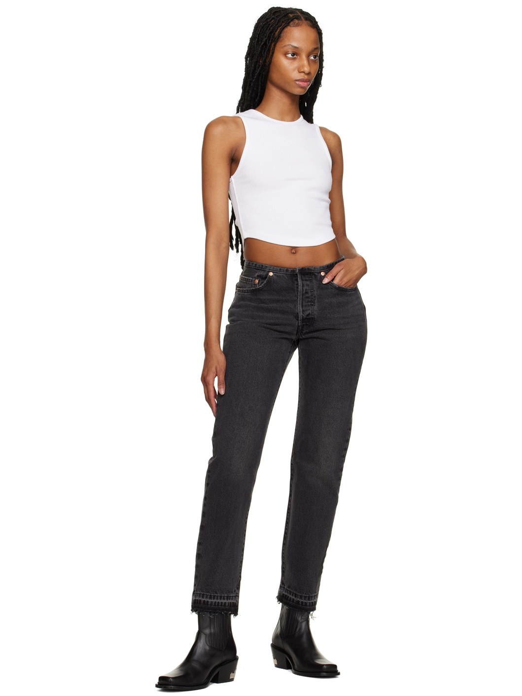 Black 501 Mini Waist Jeans - 4