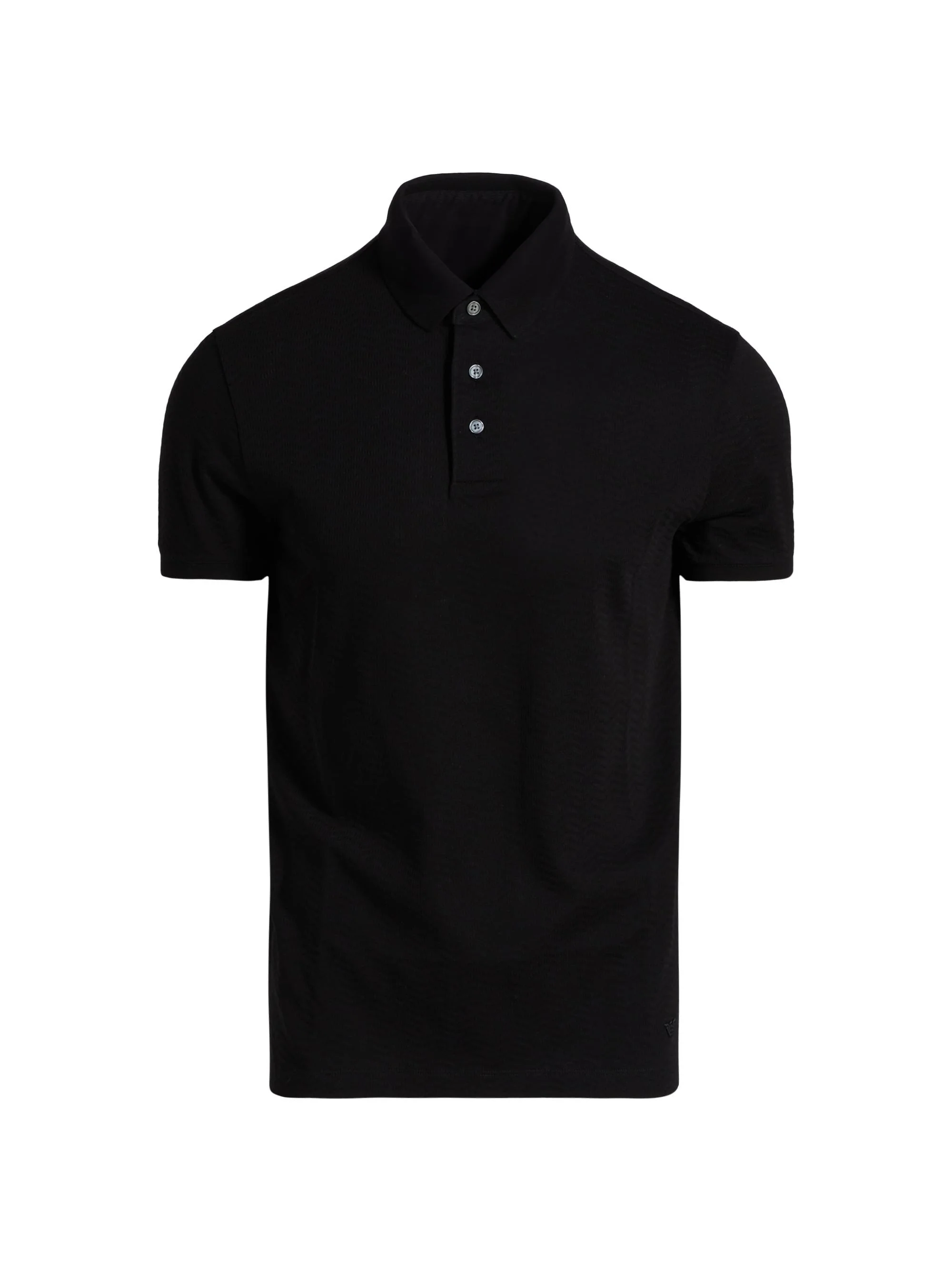 Men's Chevron Cotton Jersey Polo Shirt - Black - 1