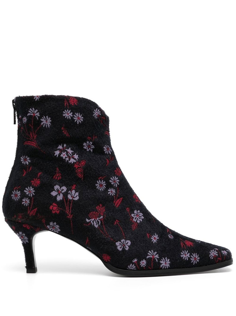 floral-embroidered velvet boots 1