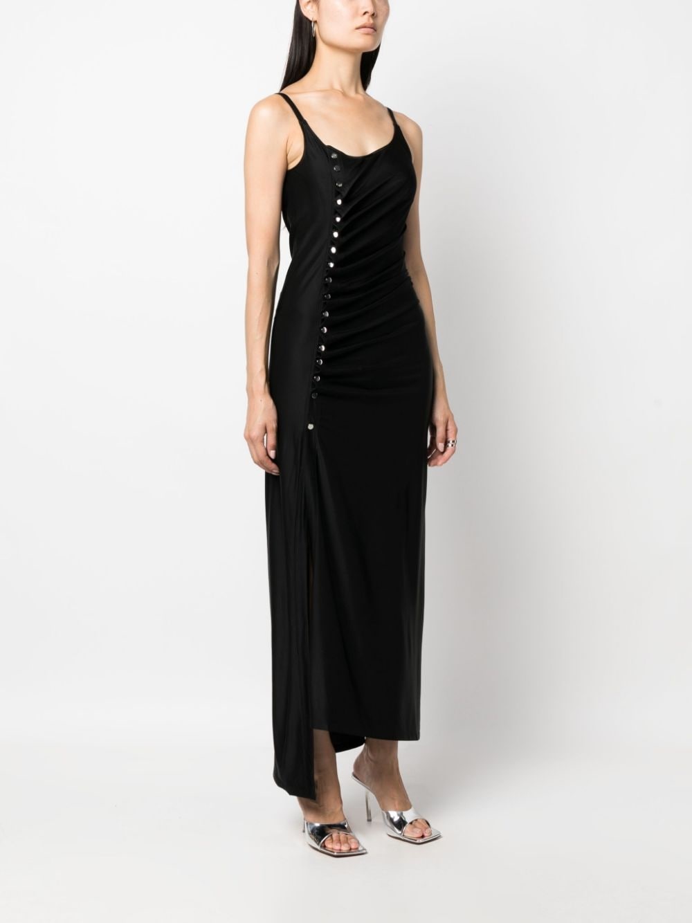 asymmetric satin maxi dress - 3