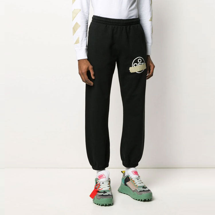 Off-White Black Gold Rubber Strap Stripe Sports Pants Black OMCH022R20E300021048 - 5