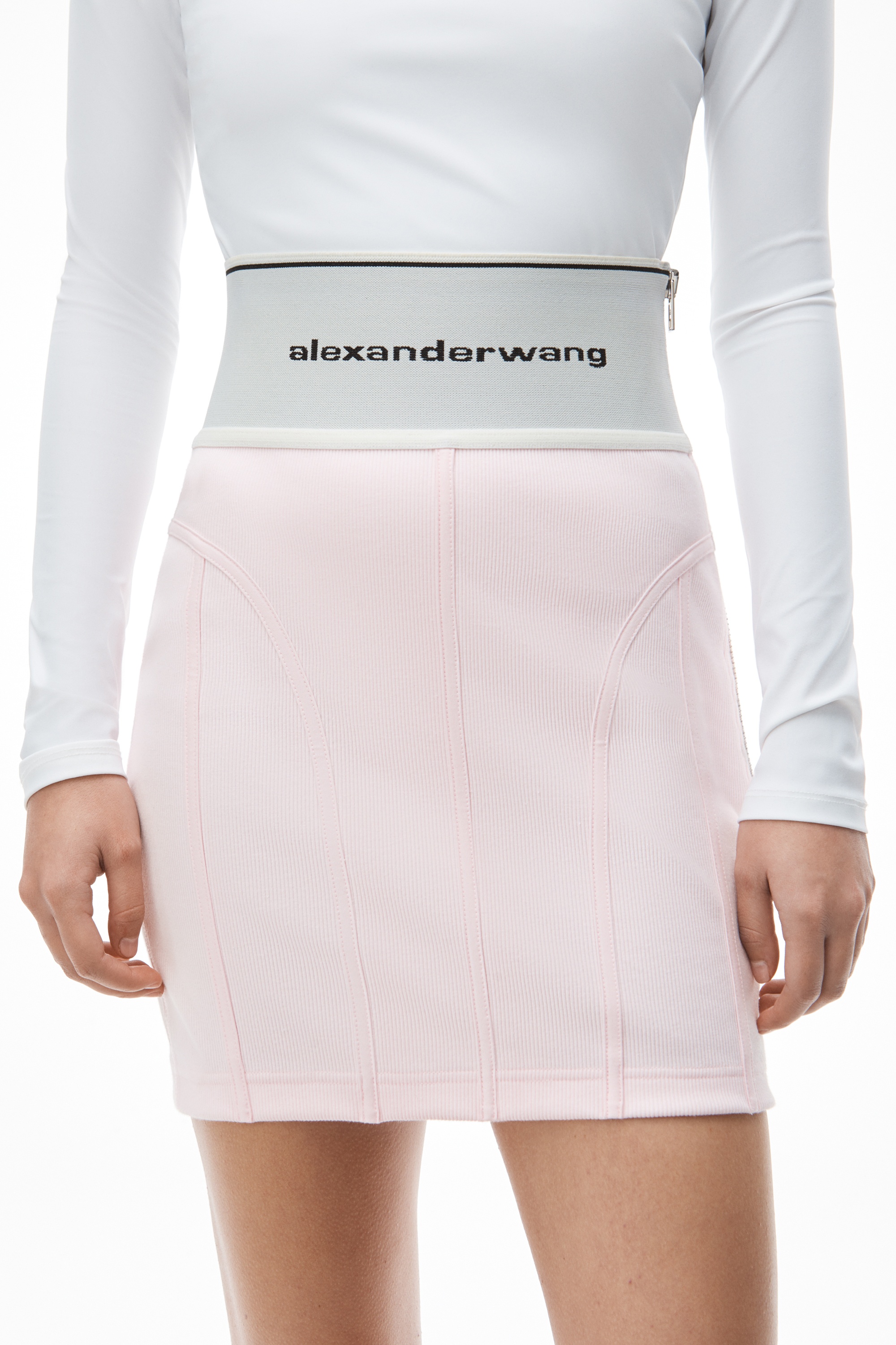 LOGO ELASTIC MINI SKIRT IN RIBBED JERSEY - 5