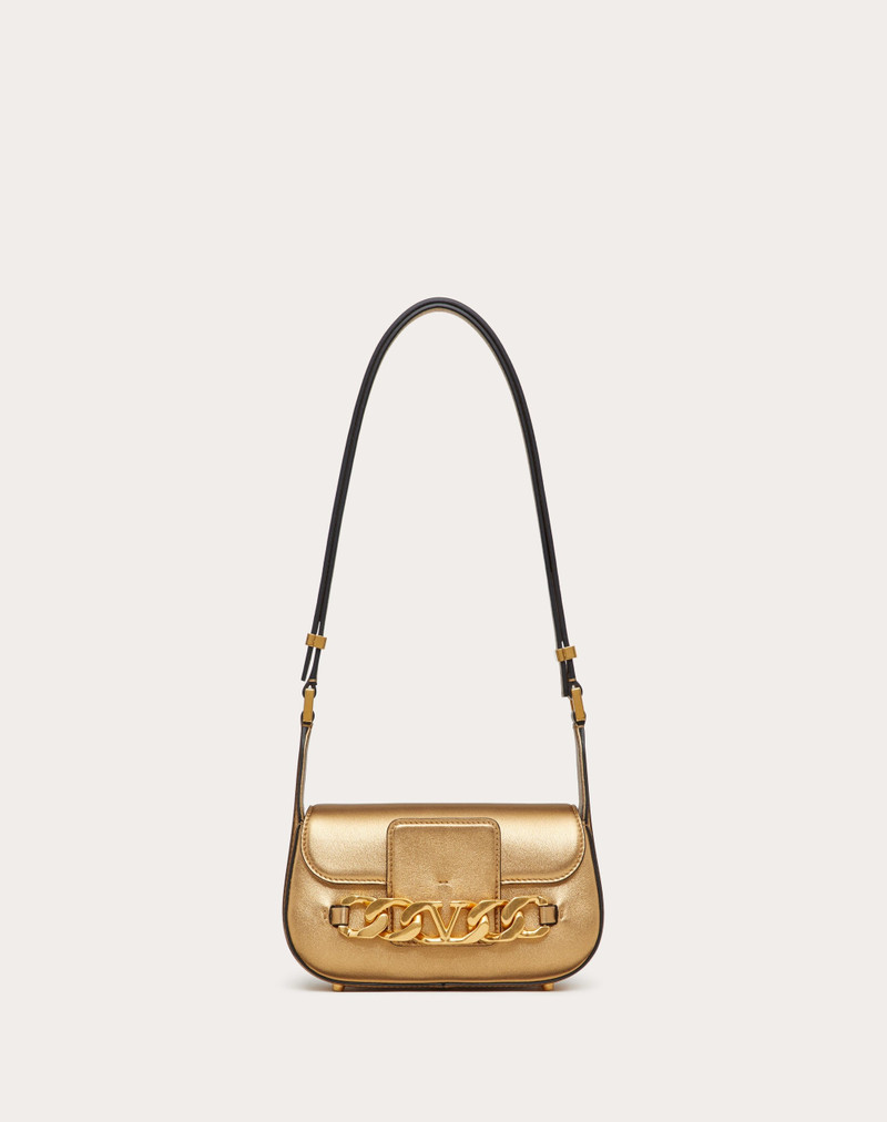 VLOGO CHAIN SMALL LAMINATED NAPPA SHOULDER BAG 1
