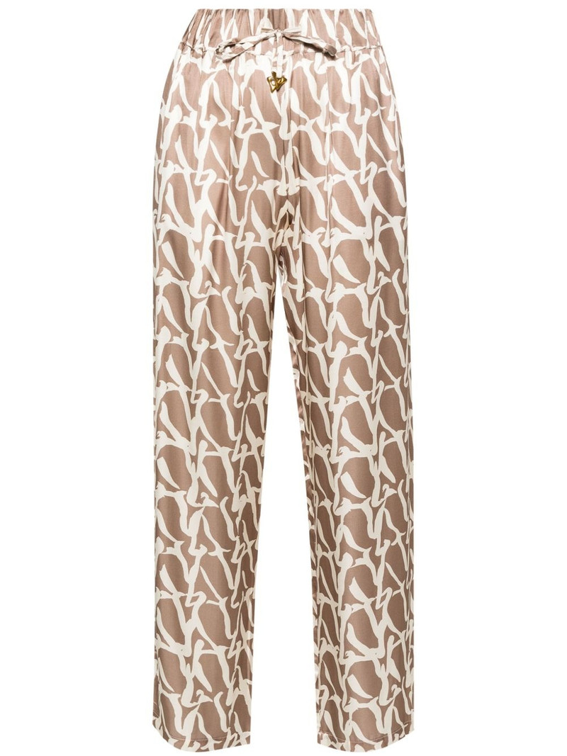 Aurora monogram-print drawstring trousers 1