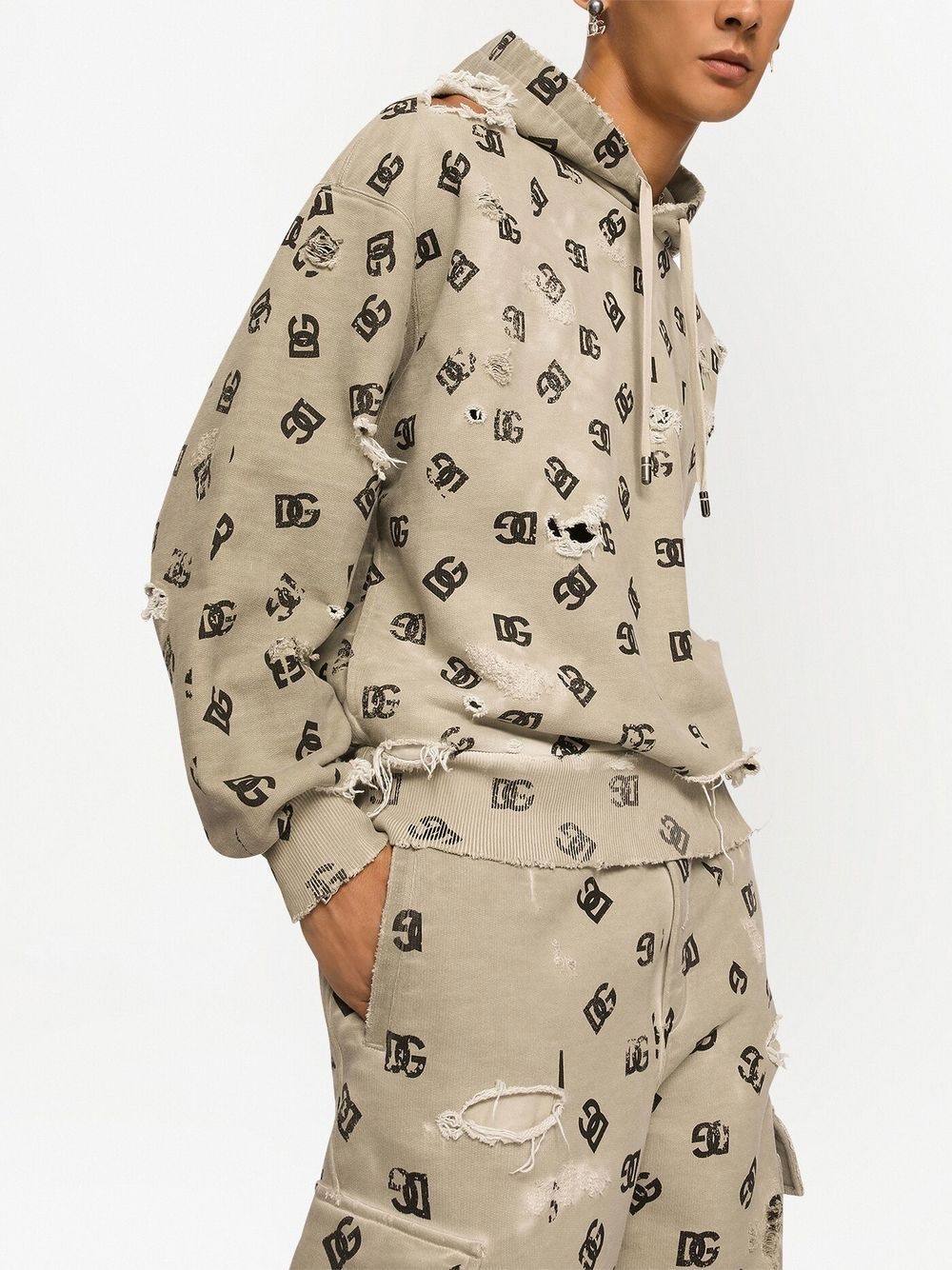 logo-print cotton hoodie - 5