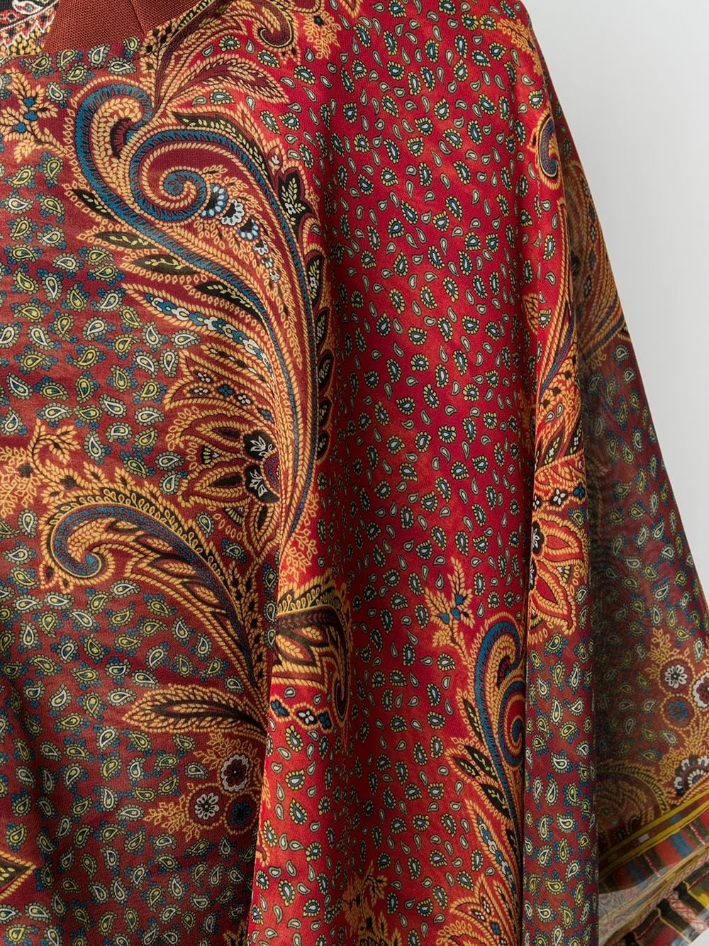 paisley-print silk poncho - 5