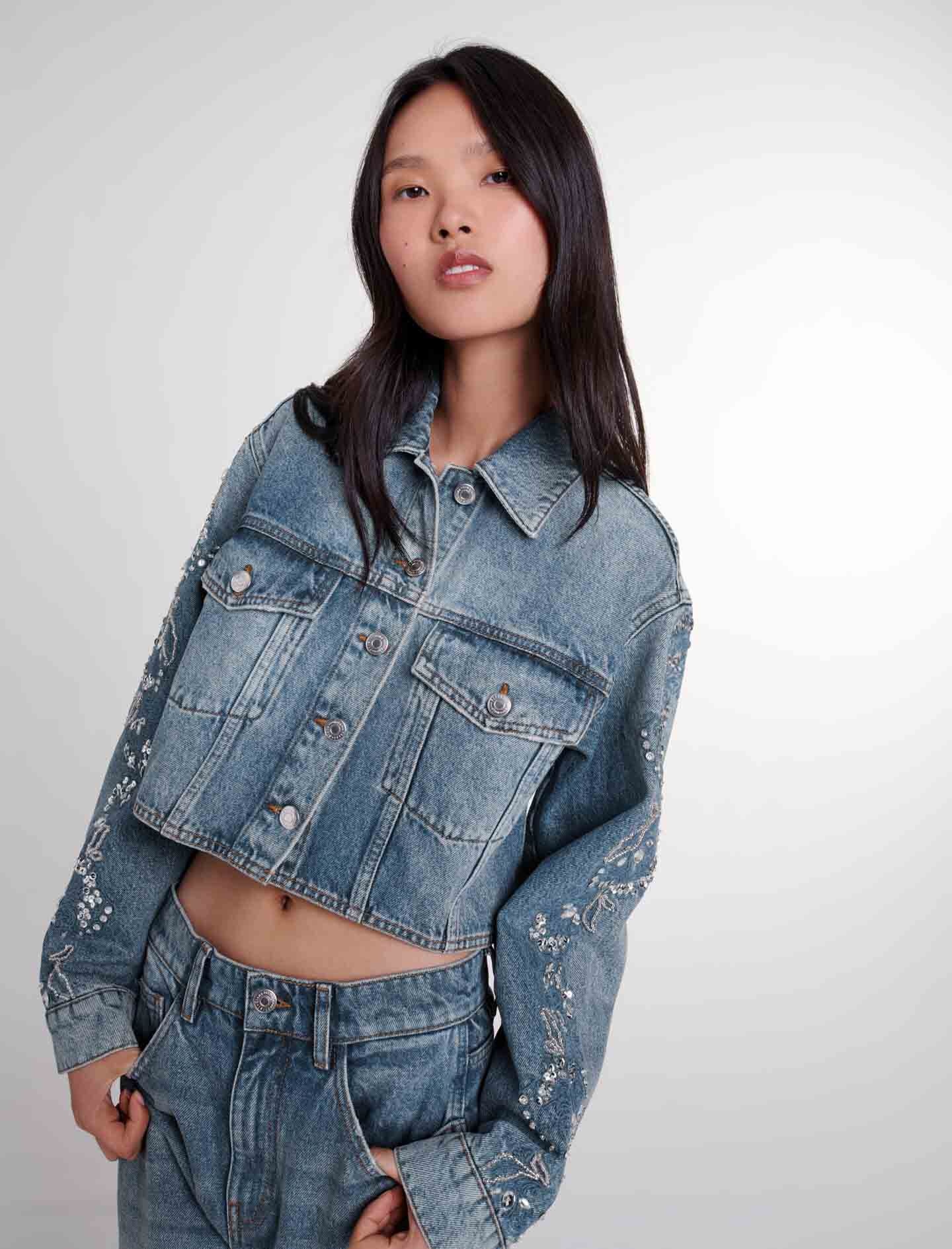 Embroidered denim jacket - 8