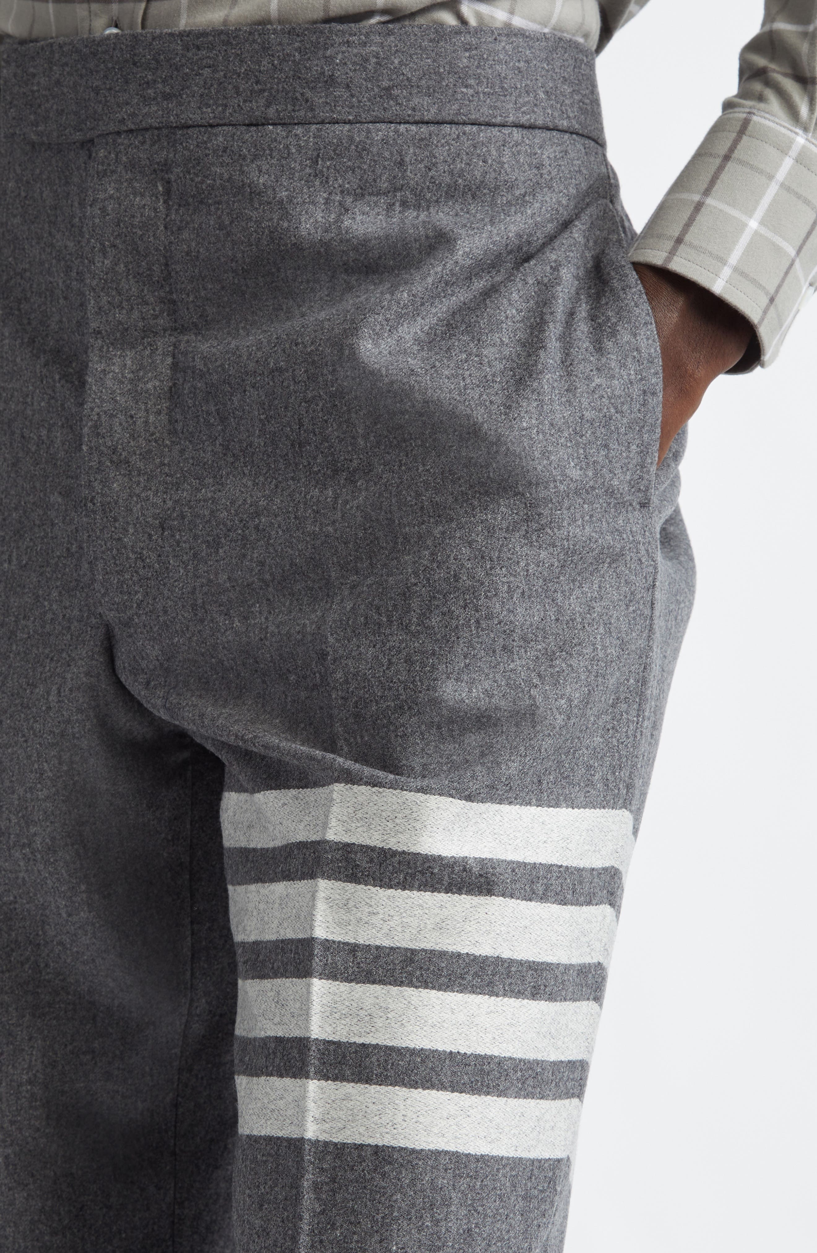 Thom Browne Wool & Cashmere 4-Bar Trousers in Medium Grey at Nordstrom - 5