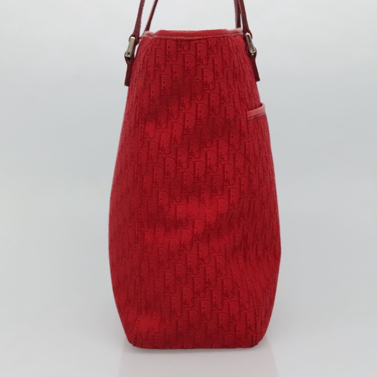 DIOR Trotter Canvas Hand Bag Red Silver - 3