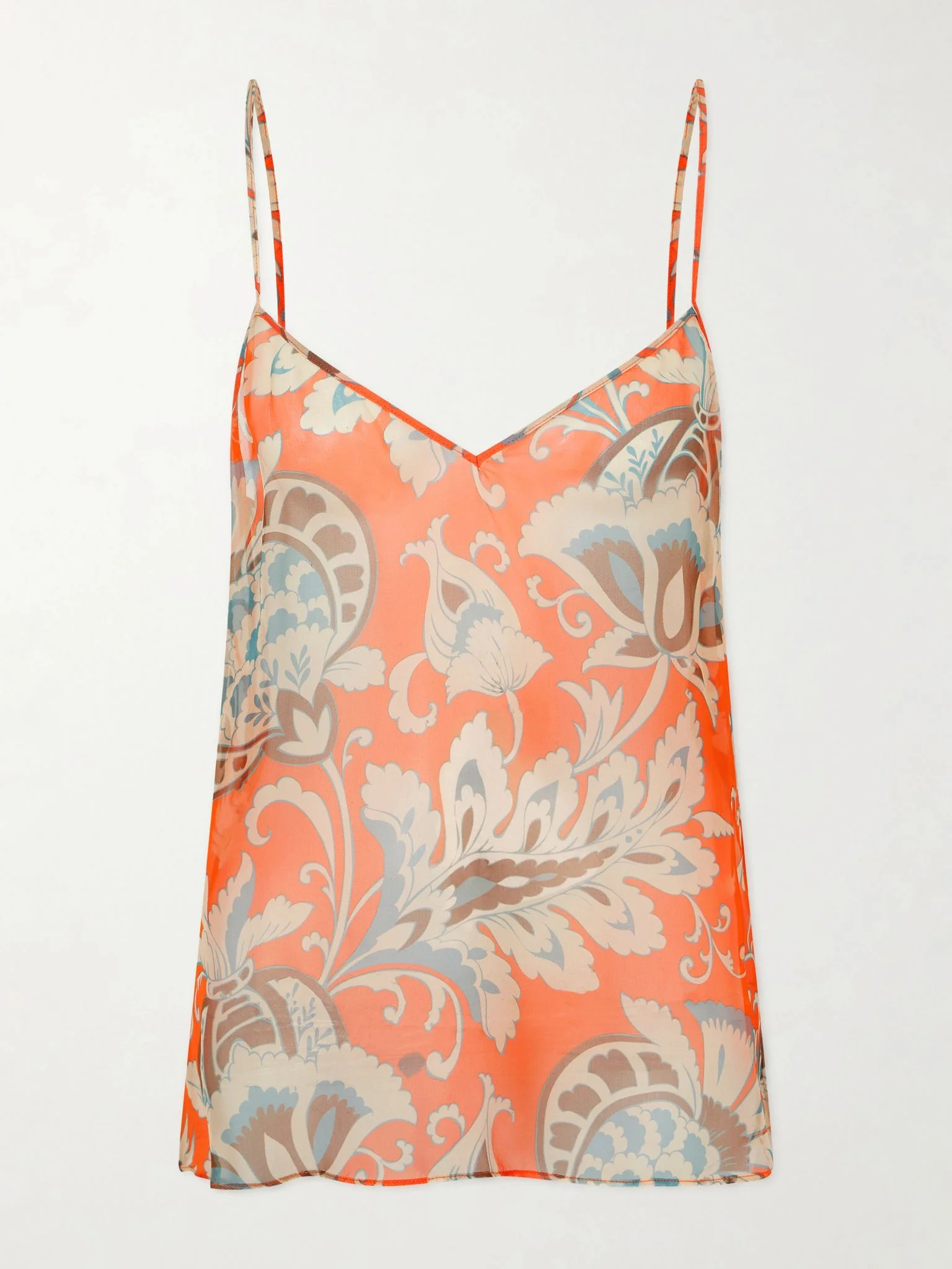 Printed silk top Orange - 1