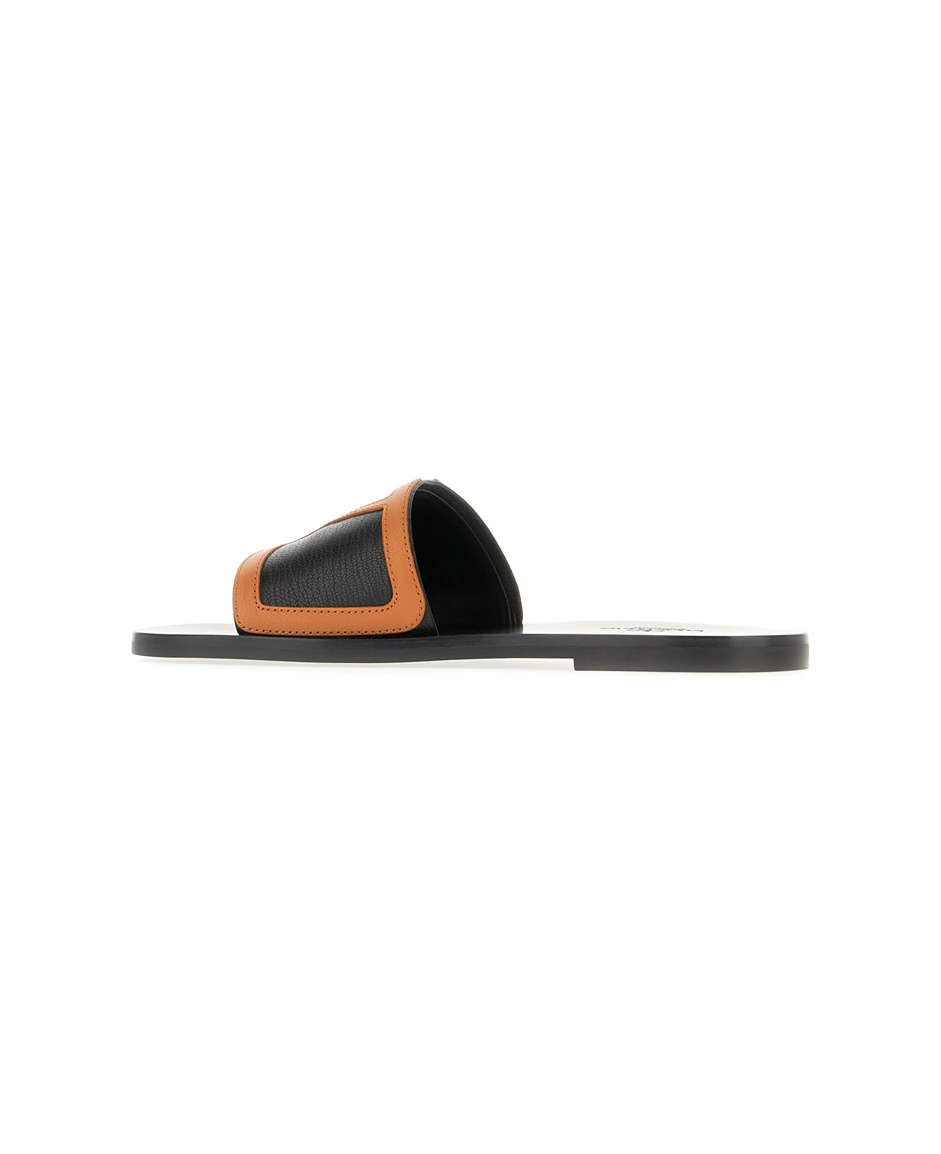Black Leather Viva Superstar Slippers - 3
