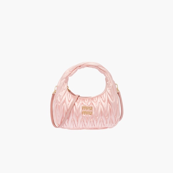 Miu Wander matelassé satin mini hobo bag - 3