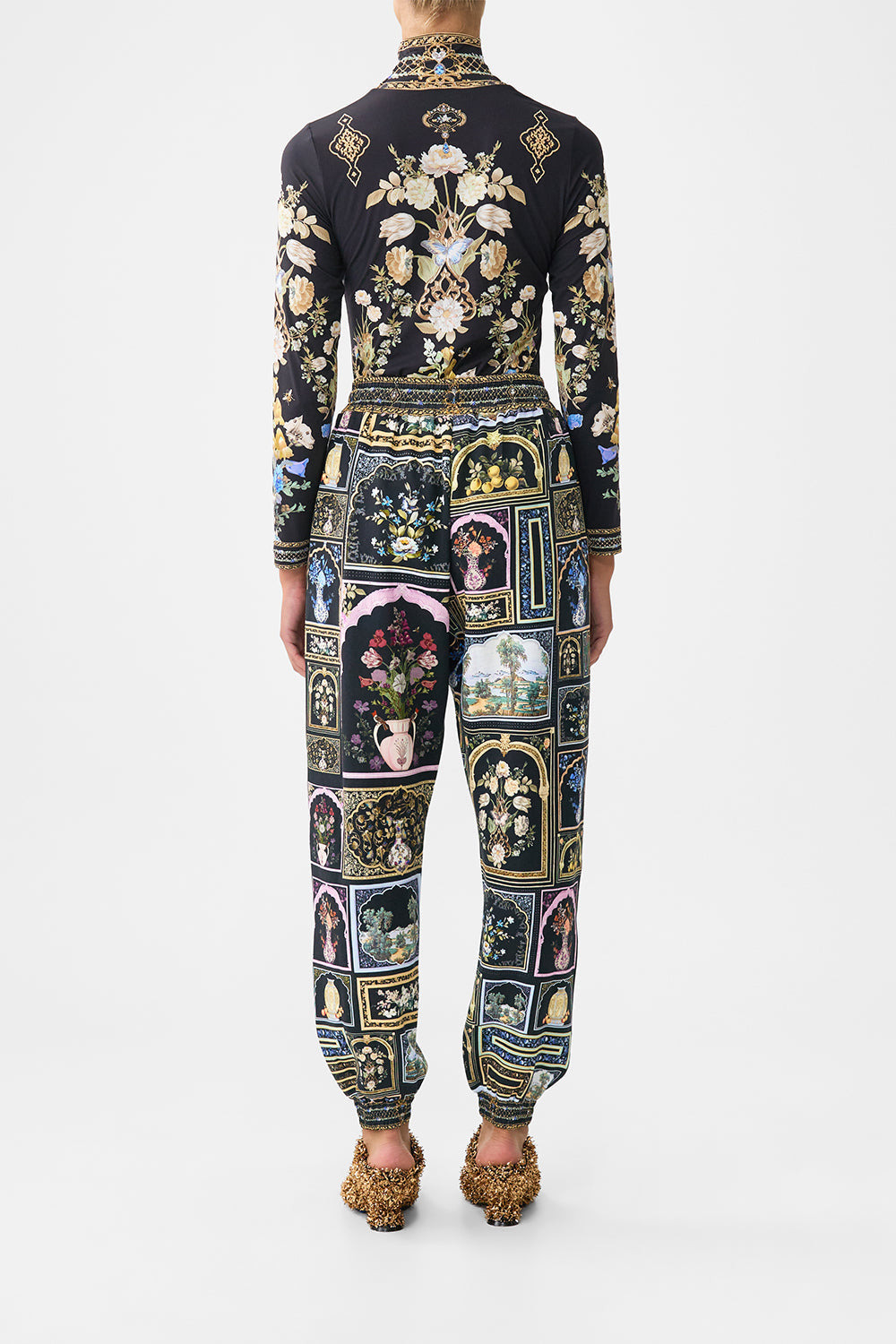 JERSEY TRACK PANT WITH SILK DETAILS - 3