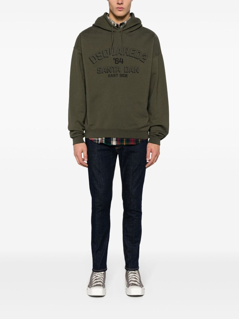 DSQUARED2 logo-embossed cotton hoodie outlook