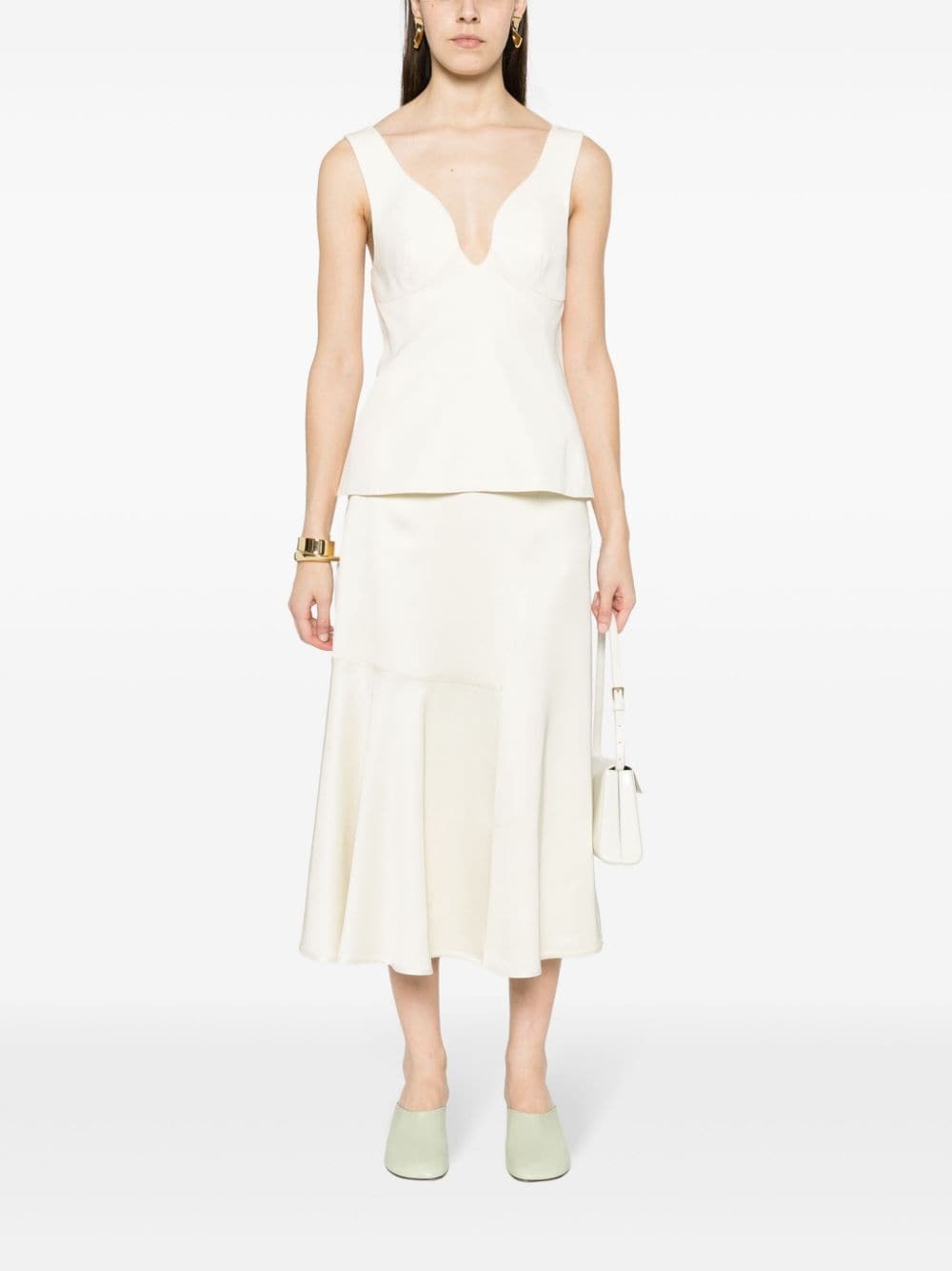 high-waisted panelled midi skirt - 2