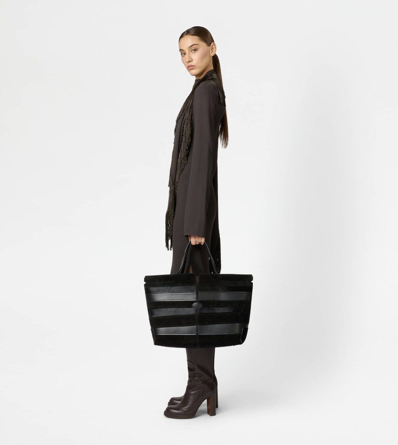 TOD'S DI BAG FOLIO IN SMOOTH LEATHER AND SUEDE MEDIUM - BLACK 8