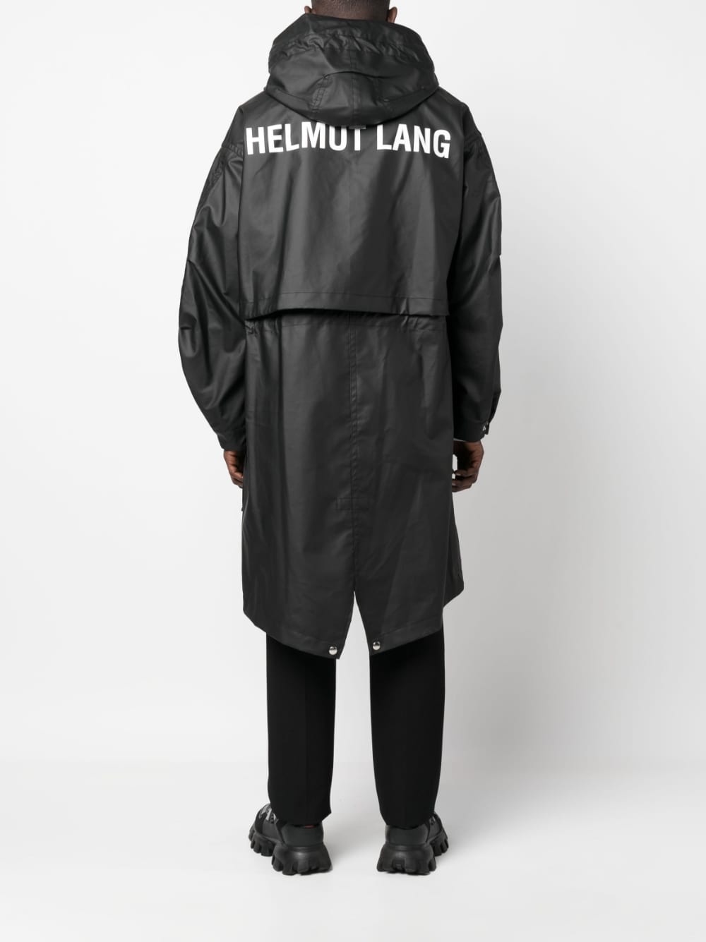 logo-print drawstring parka - 4