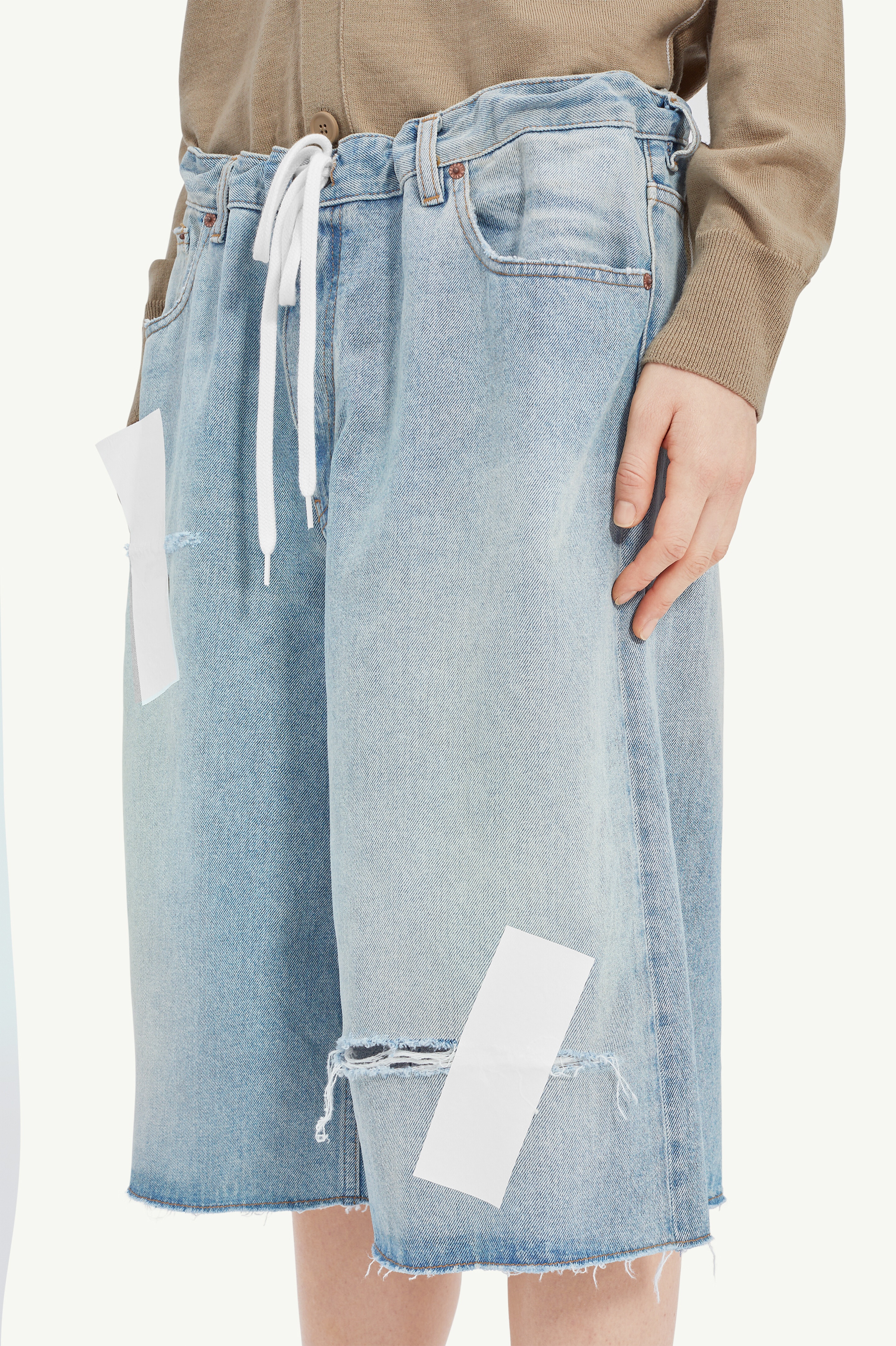 Taped denim shorts - 5