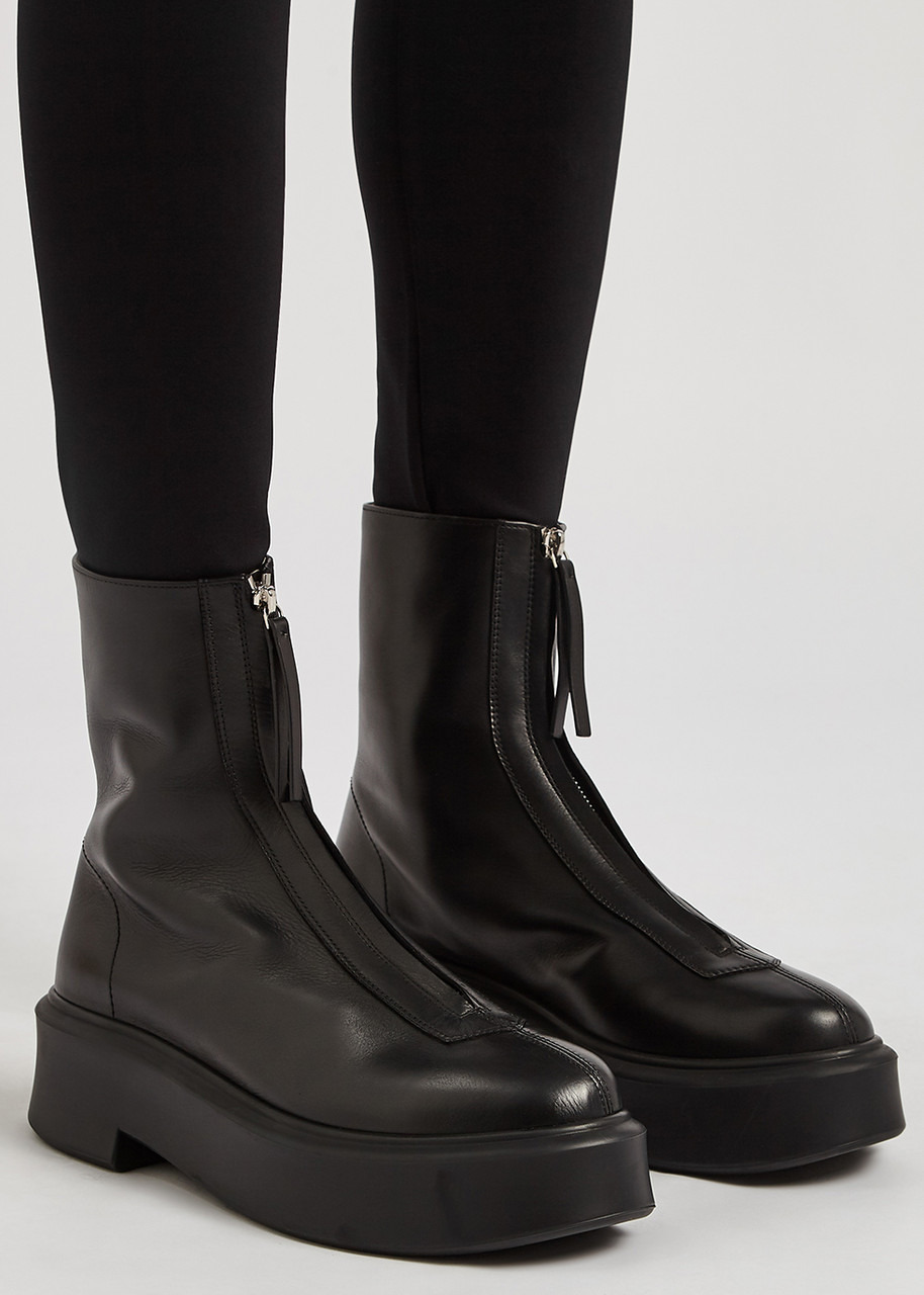 Zipped 1 leather flatform ankle boots - 5