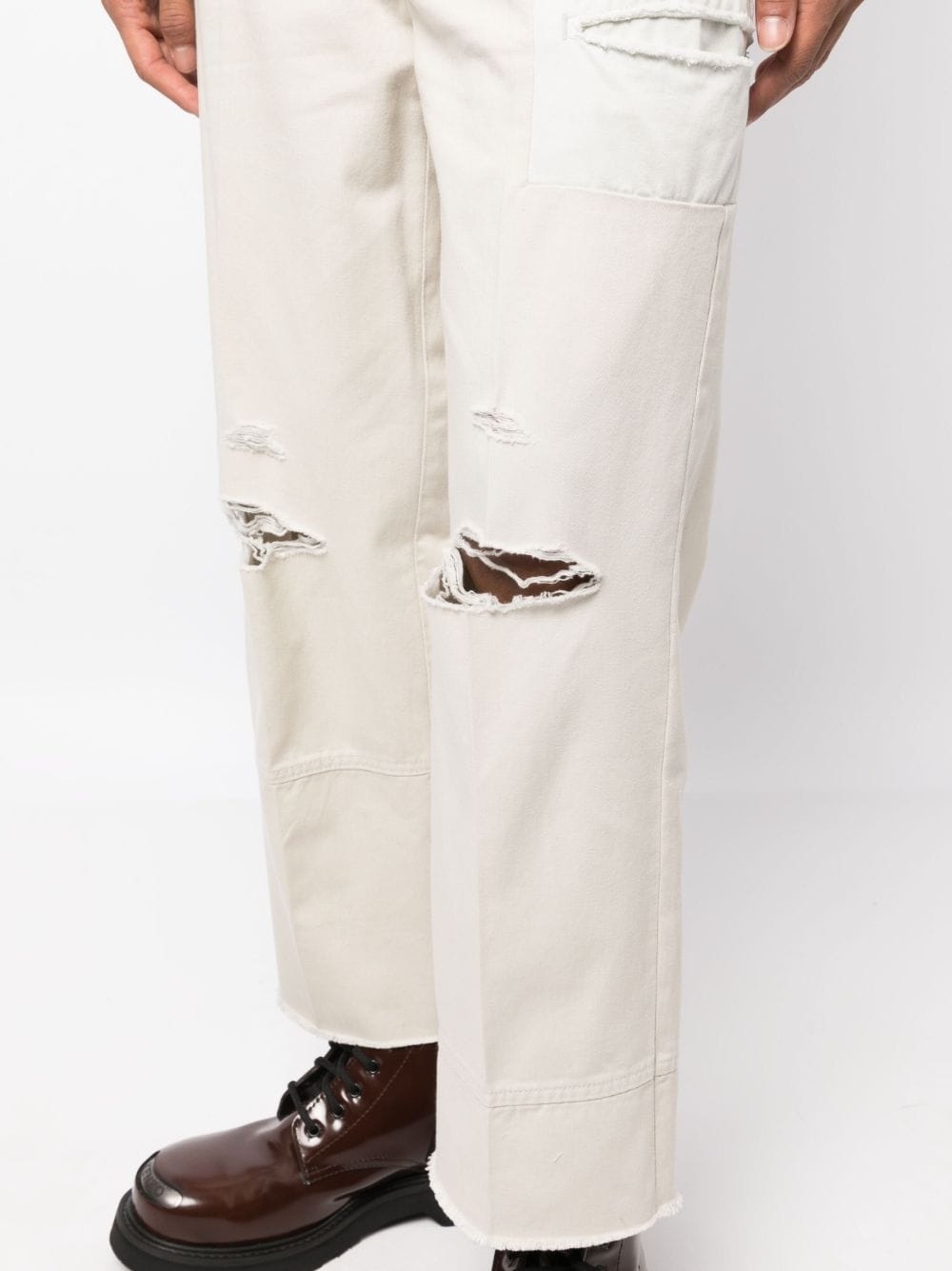 distressed straight-leg trousers - 5