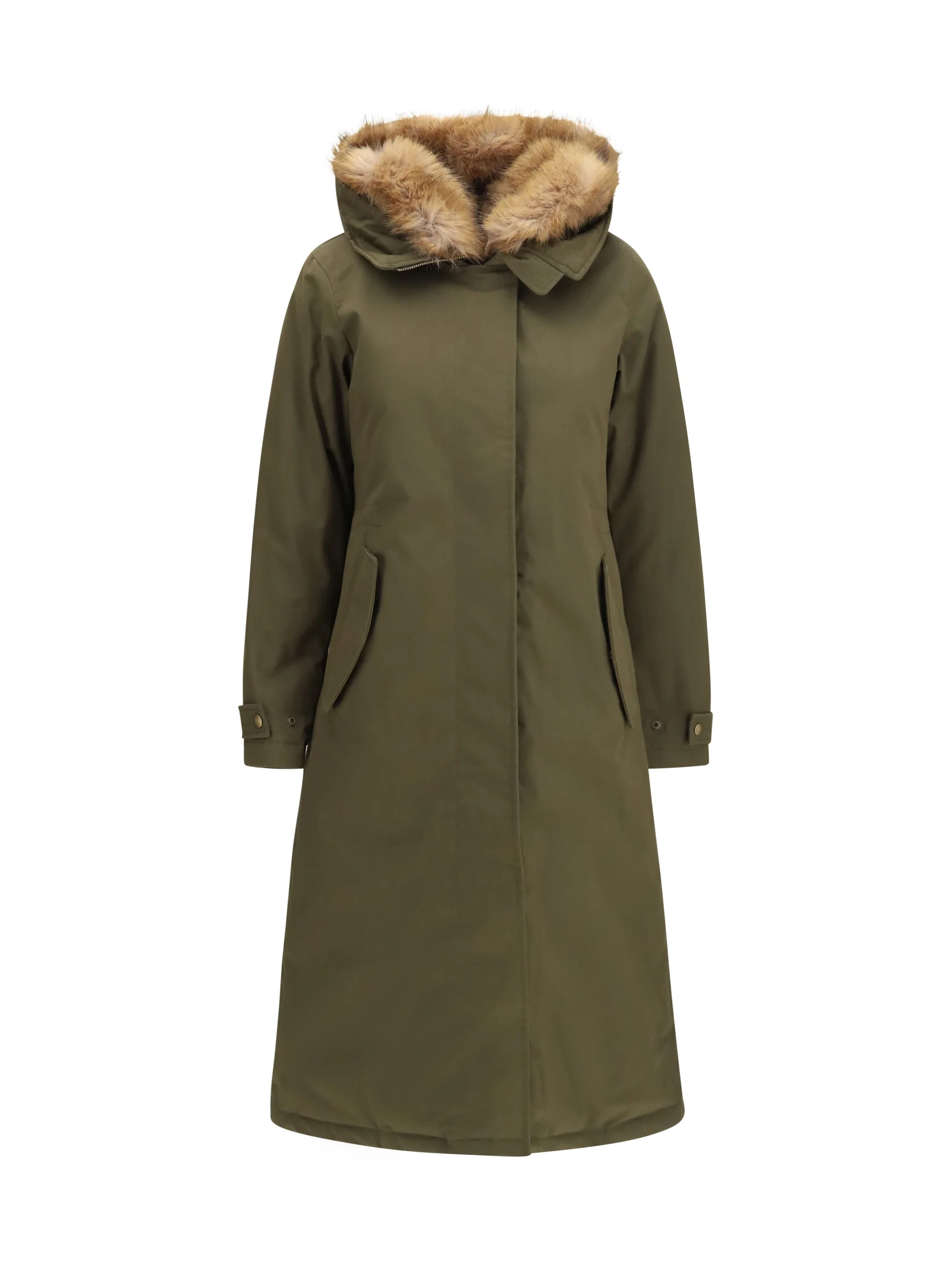 Woolrich Padded Best Cotton Long Parka Dark Green - 1