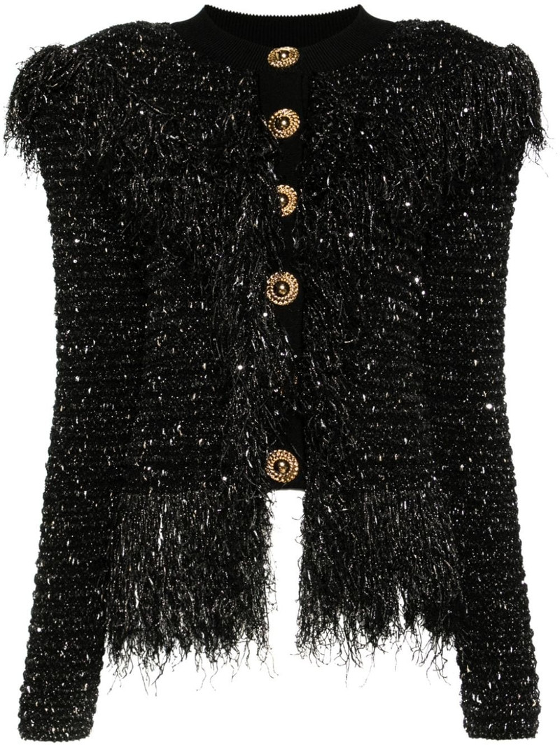 lurex chunky-knit cardigan 1