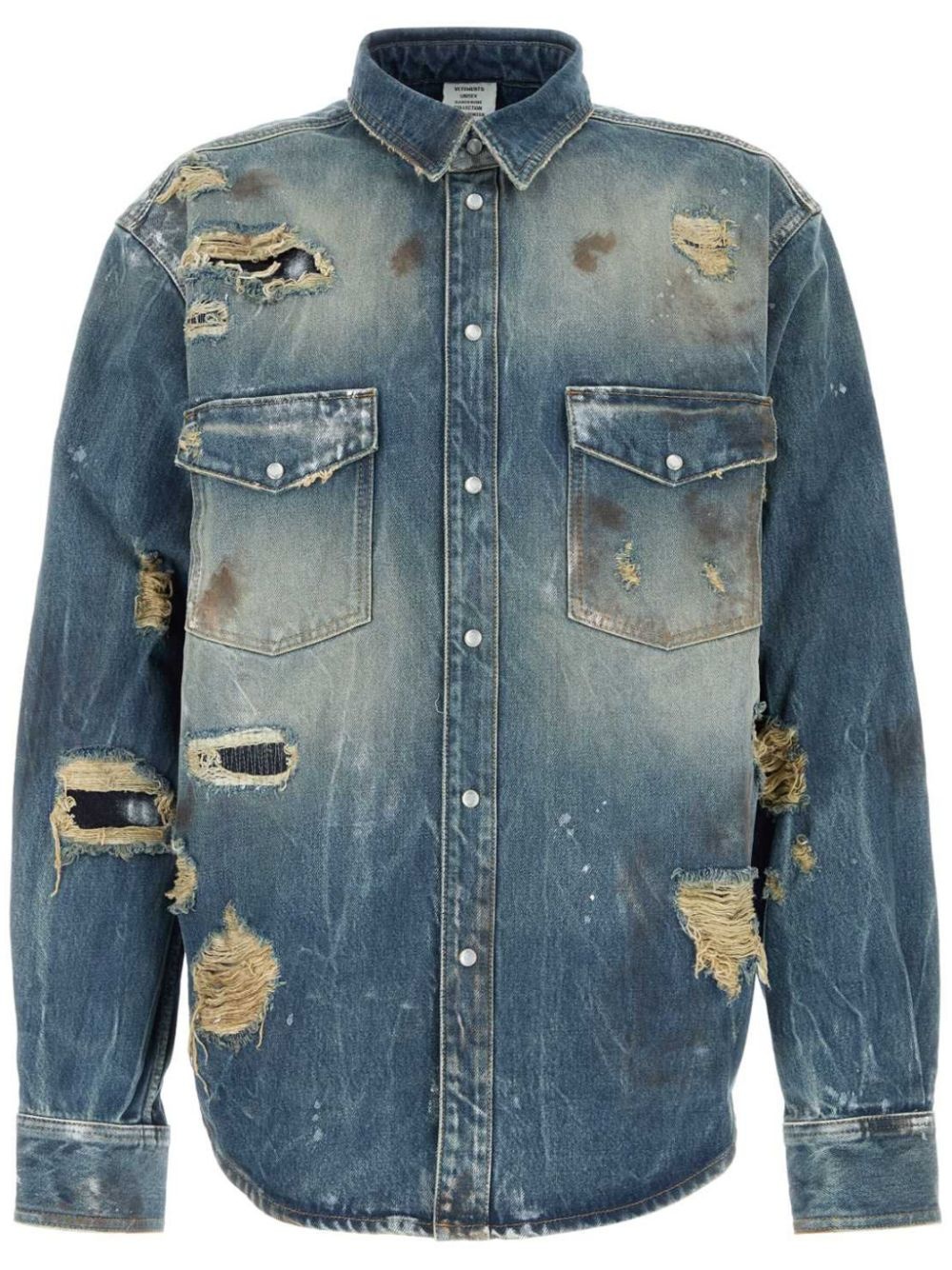 distressed denim shirt - 1