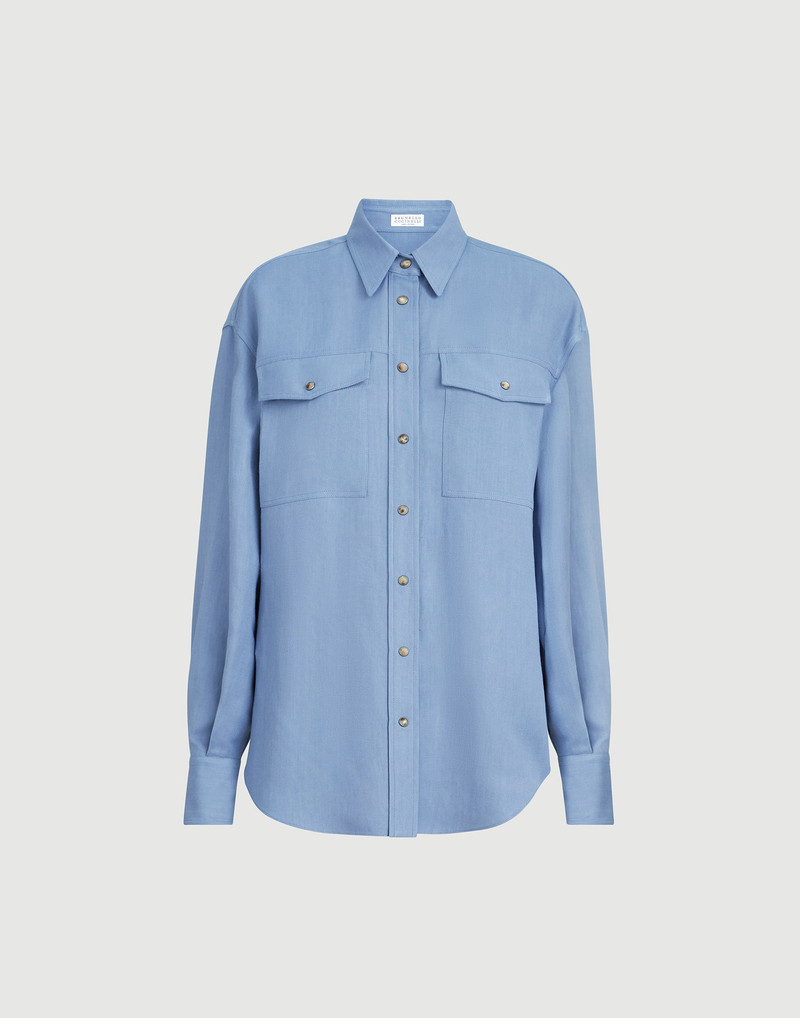 Viscose and linen fluid twill shirt 1