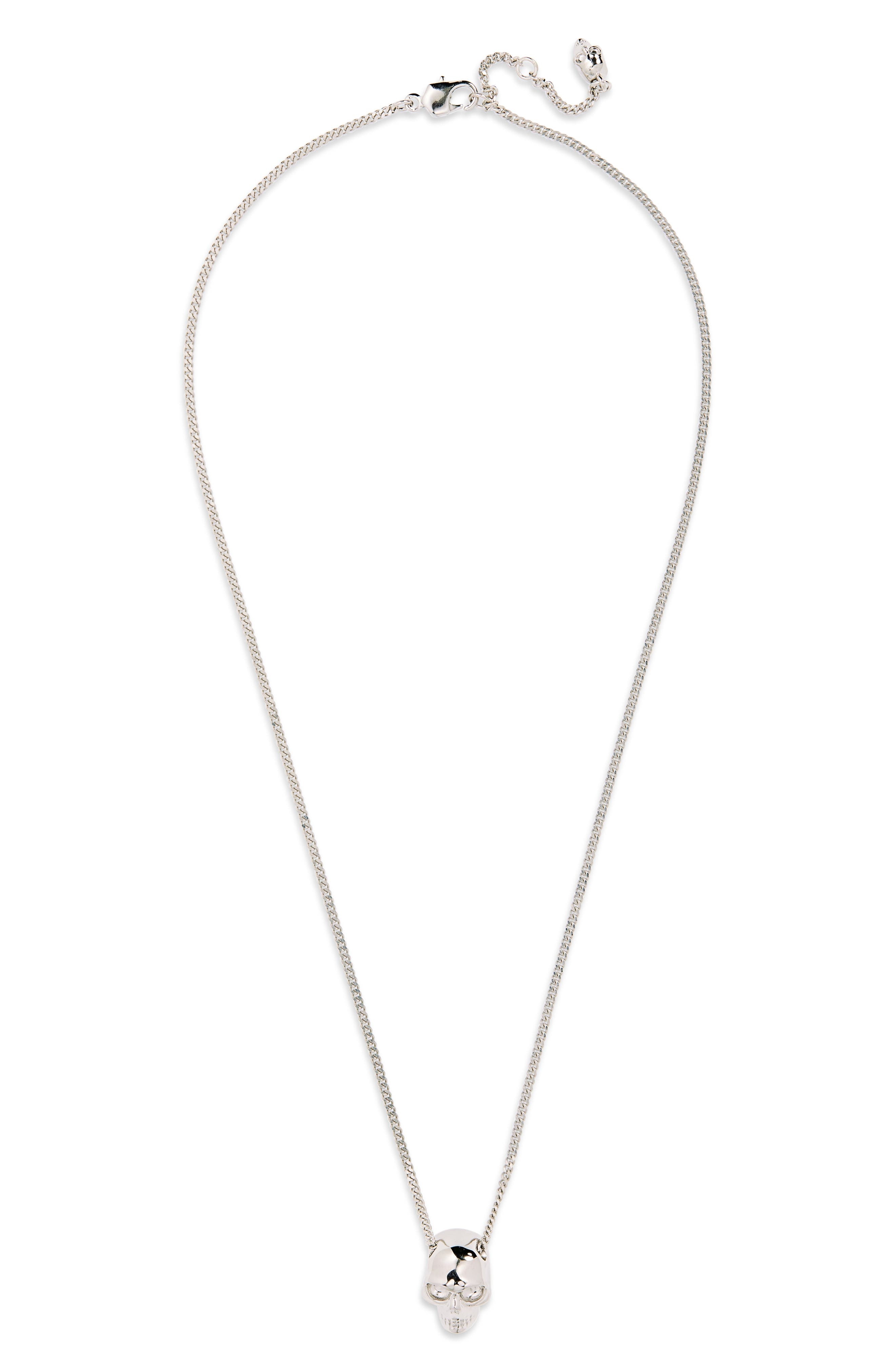 Alexander McQueen Men's Skull Pendant Necklace in Palladium at Nordstrom - 1