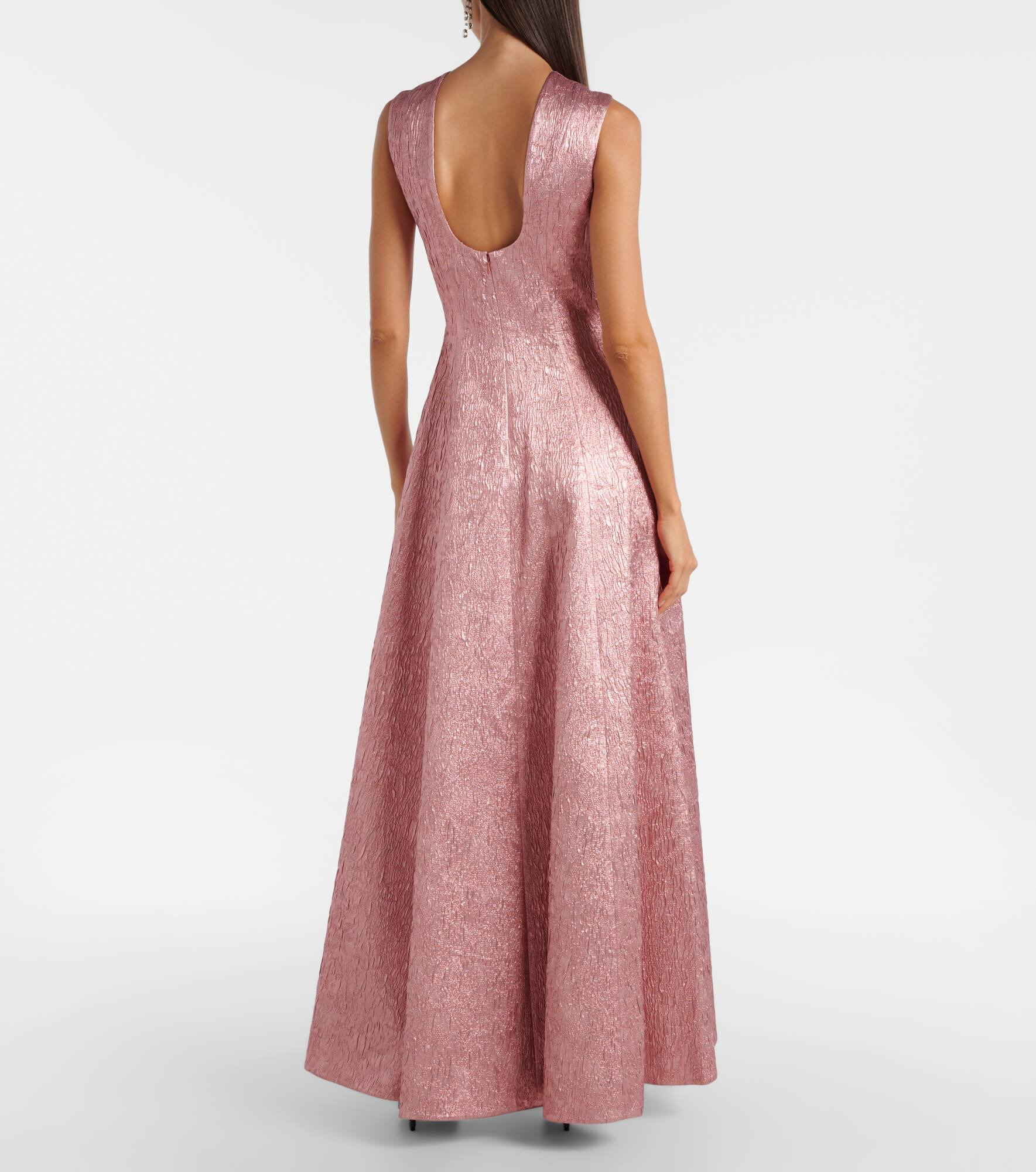 Nodin open-back cloque gown - 3