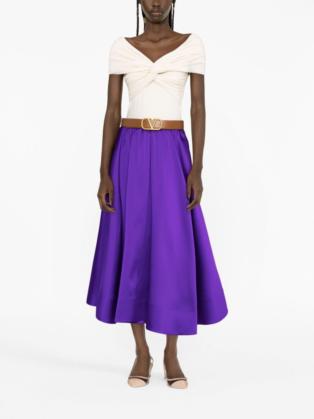 pleated A-line silk skirt - 2