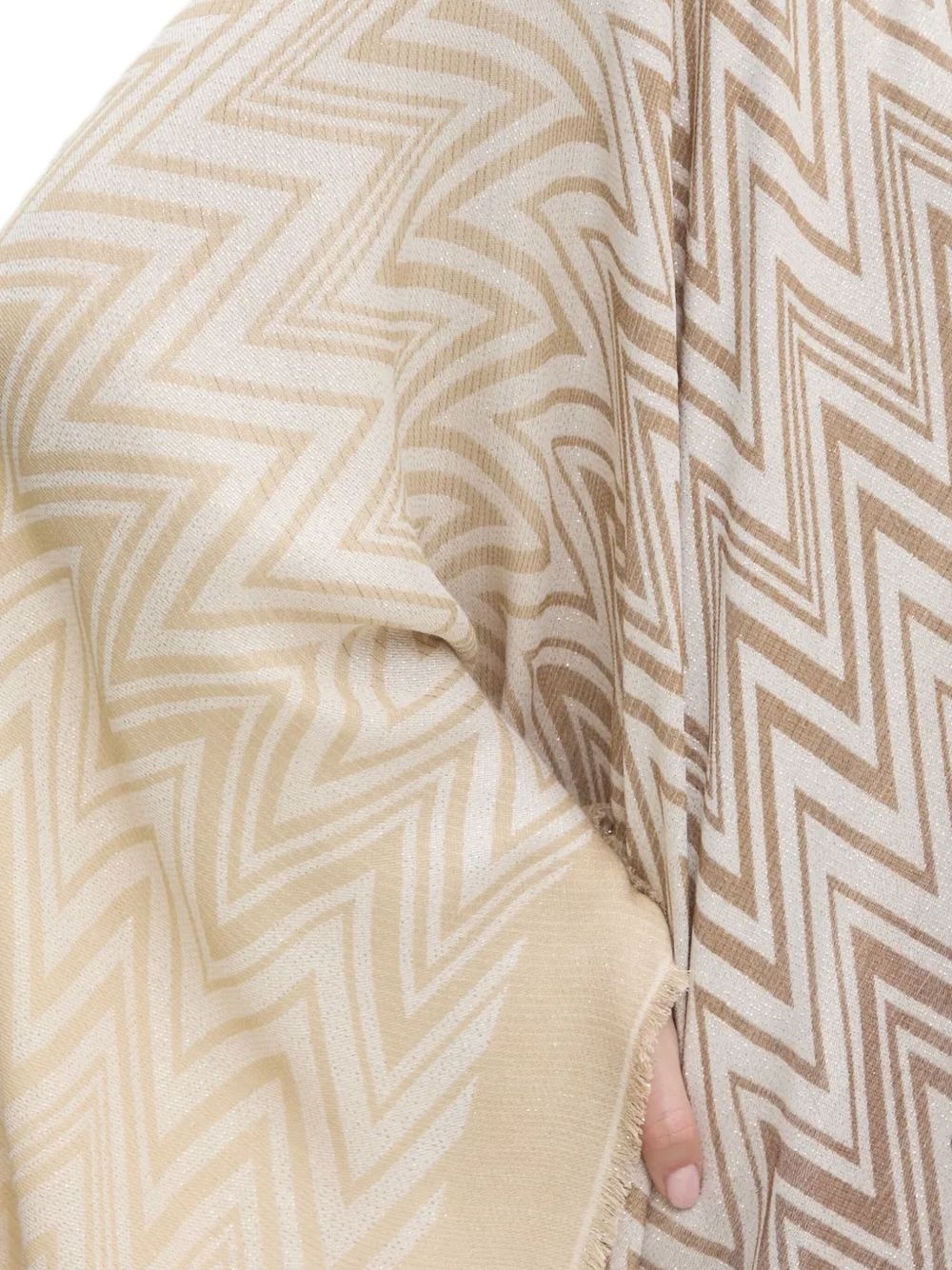 zigzag-pattern fringed poncho - 5
