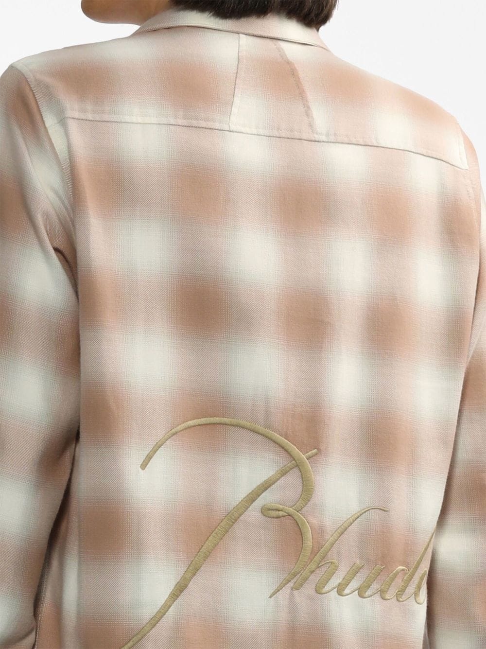 logo-embroidered check-print shirt - 5