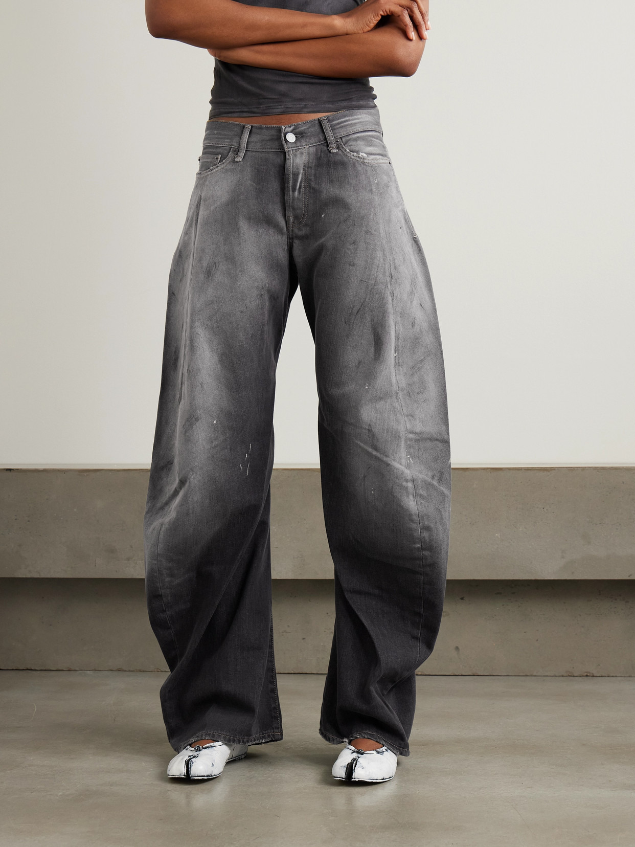 2006 Paint-splattered Low-rise Barrel-leg Jeans - 4