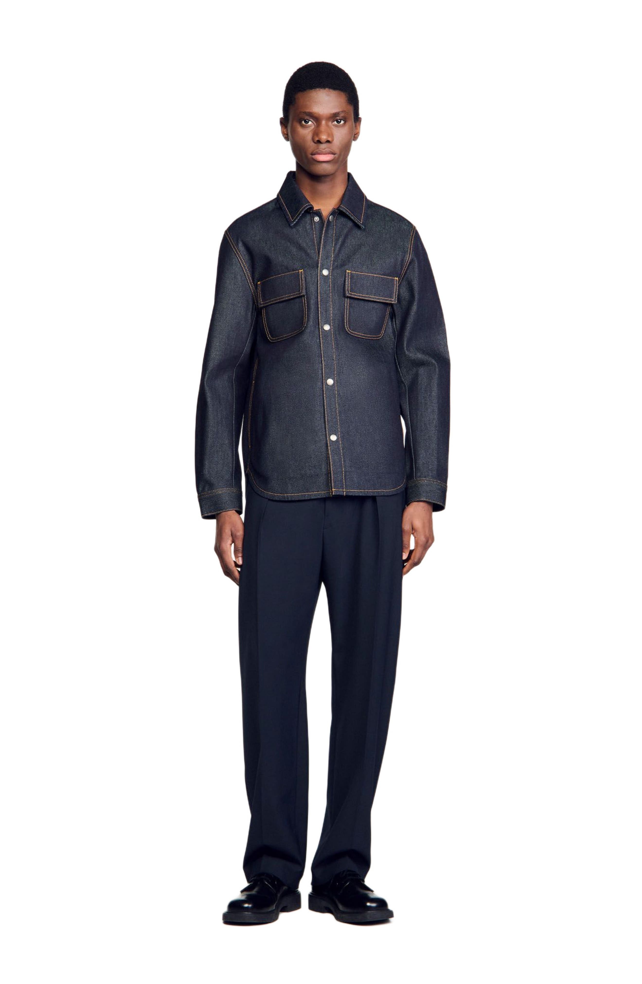 SANDRO Denim overshirt in Raw-Denim at Nordstrom - 1