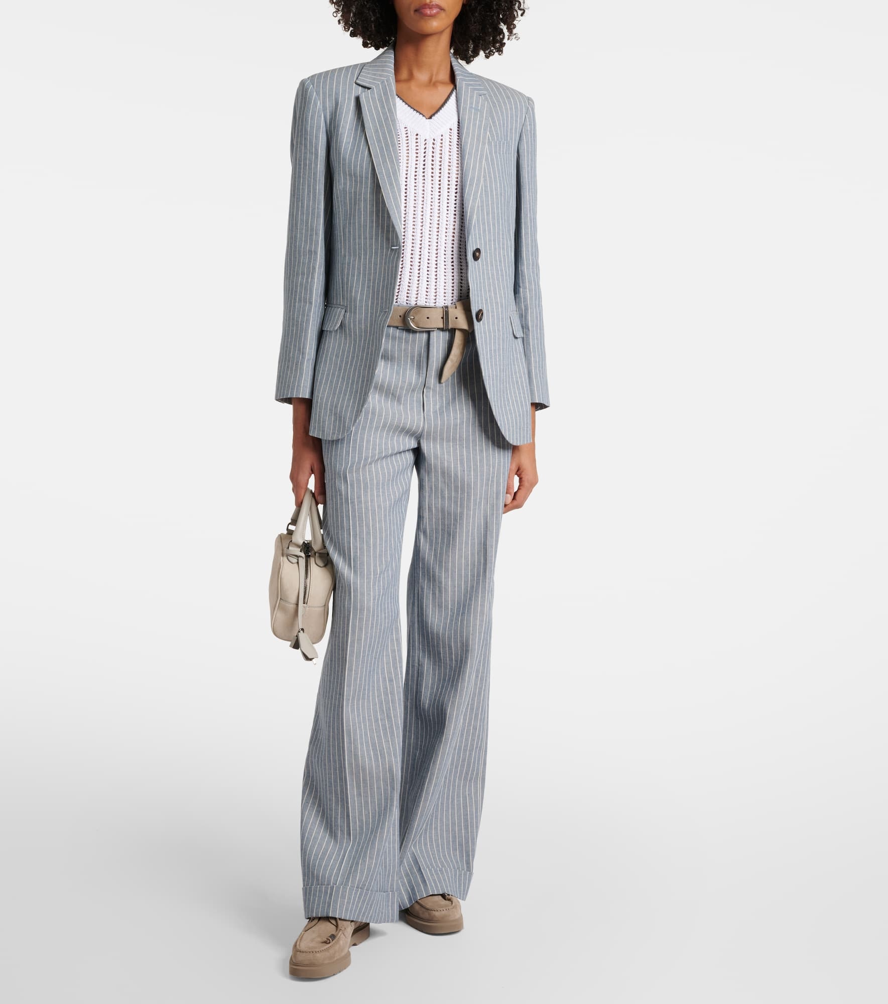Linen and cotton-blend wide-leg pants - 2