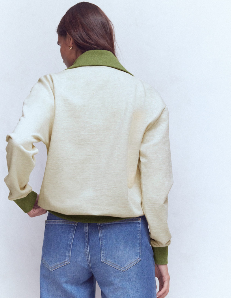 Colourblock Sweatshirt-Khaki and Oatmeal Marl 4