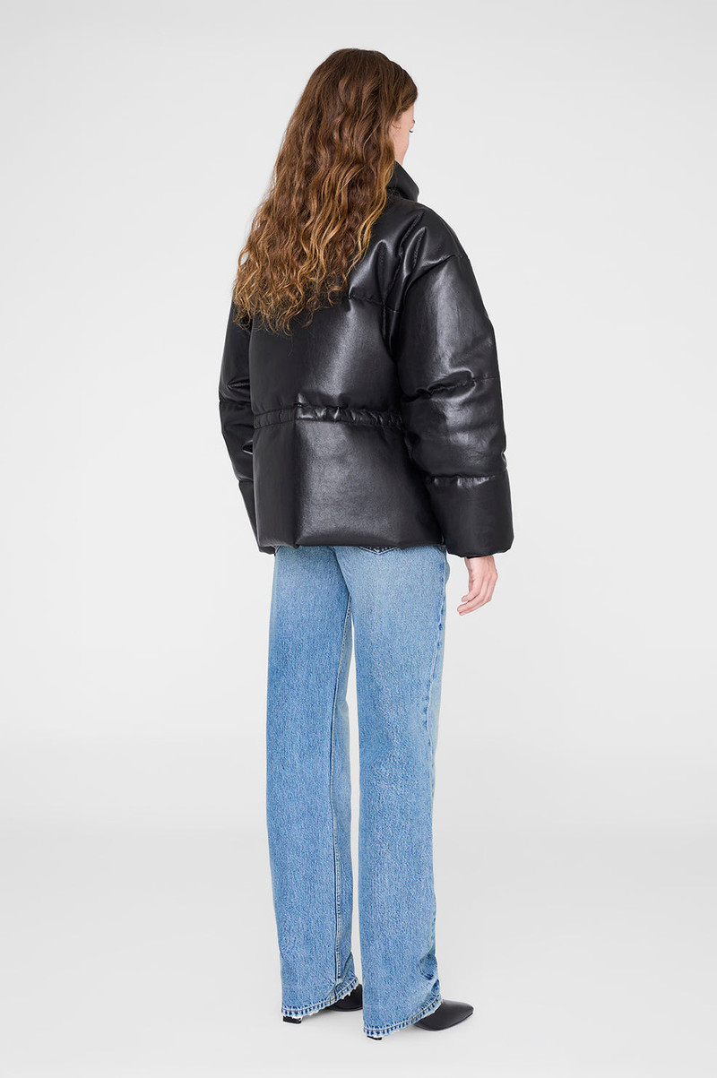 Oslo Puffer - Black Recycled Leather 3