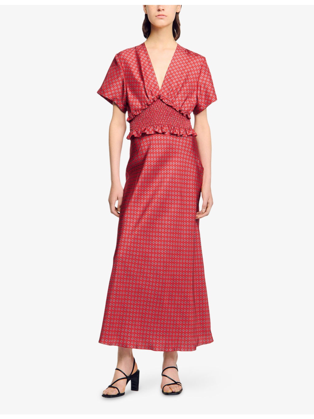 Scarf-Print V-Neck Woven Maxi Dress - 3