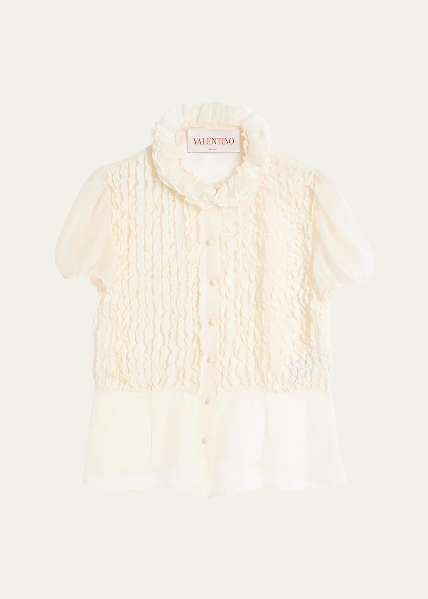 Micro Ruffle Chiffon Blouse - 1