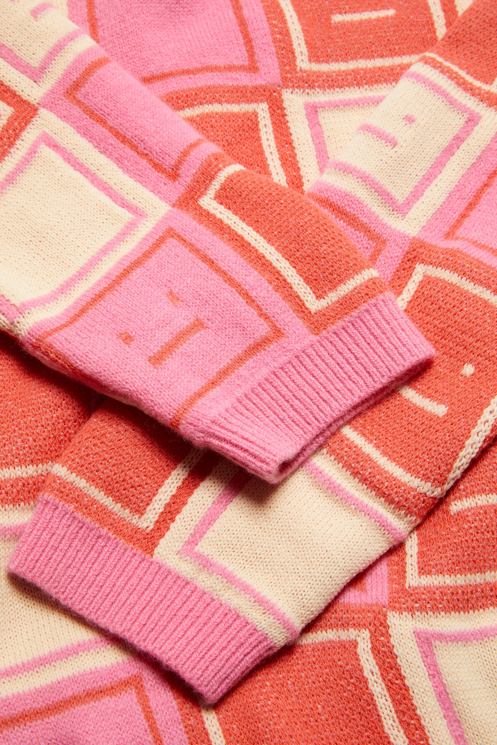 Jacquard crew neck jumper - Rusty orange/tango pink - 4