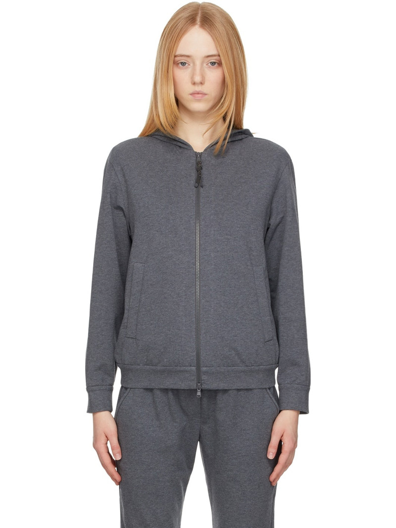 Grey Jersey Zip-Up Hoodie - 1