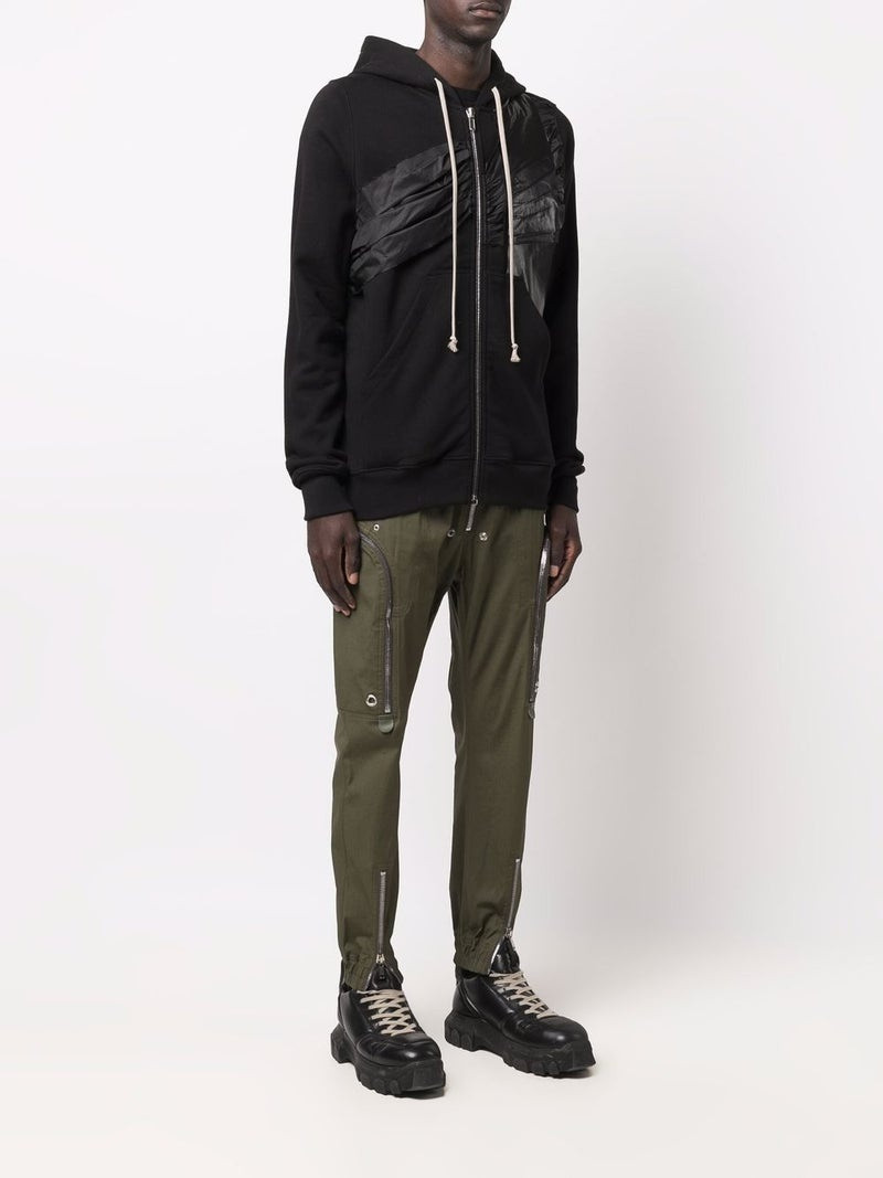 RICK OWENS DRKSHDW Pleated Patchwork Zipped Hoodie Black 3