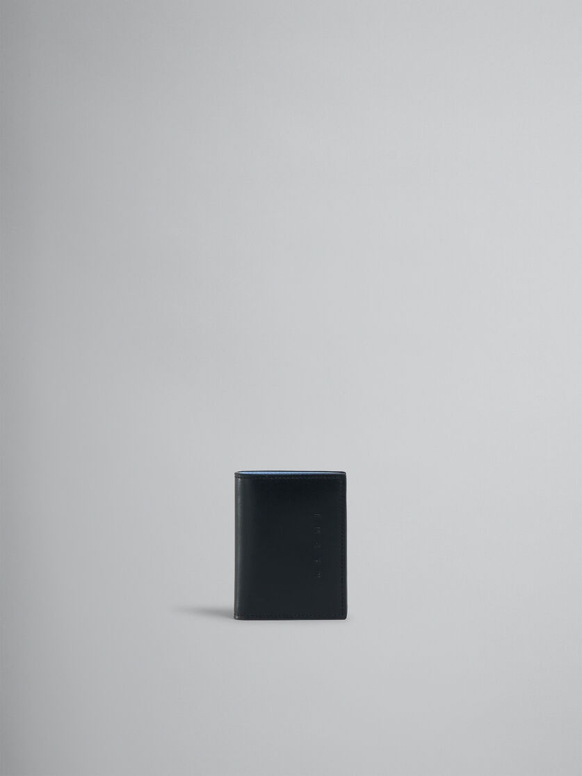 MARNI 二つ折り財布 RAISED MARNI LOGO BIFOLD WALLET Black leather bifold wallet with Marni Mending | Marni